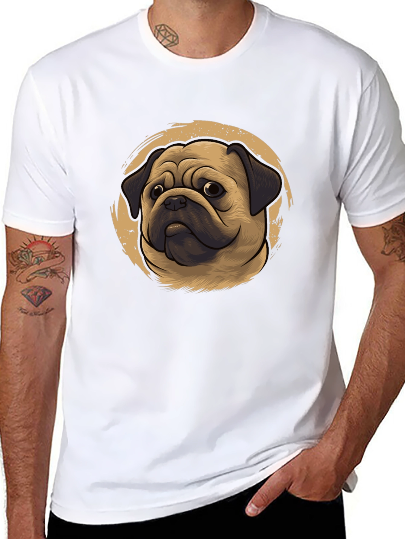 Pug Portrait Graphic Tee - Black