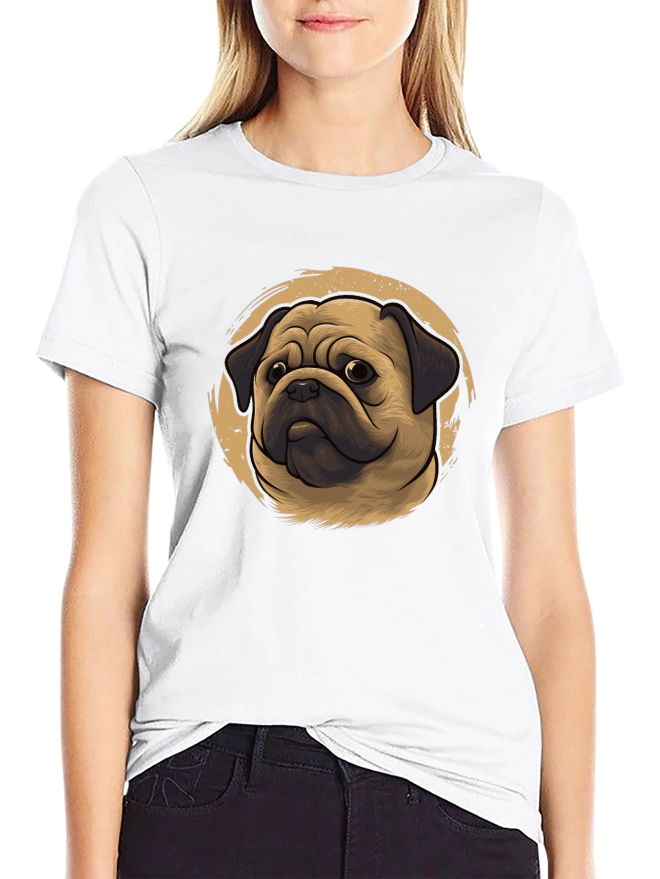 Pug Portrait Graphic Tee - Black