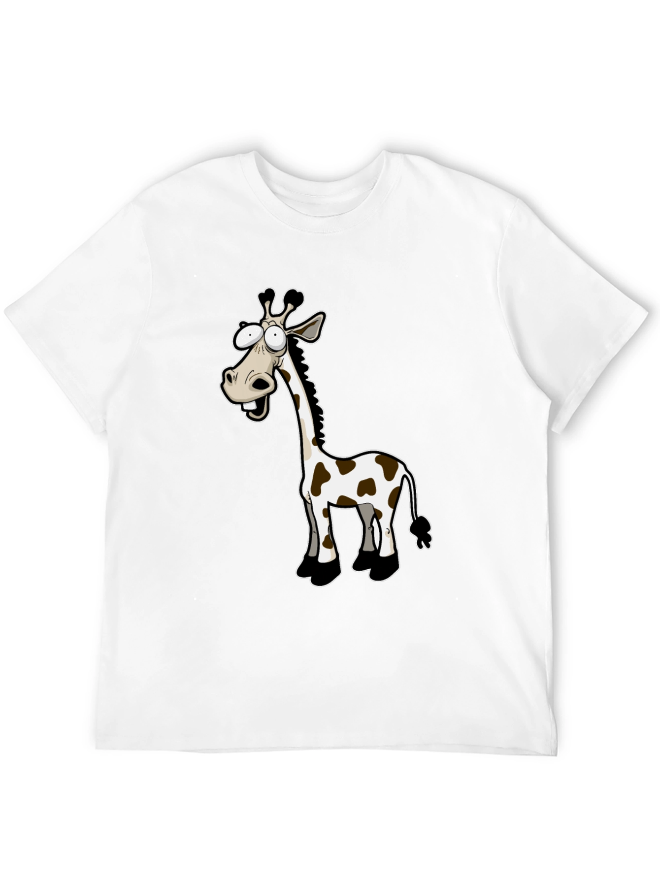 Funny Giraffe Cartoon Black T-Shirt