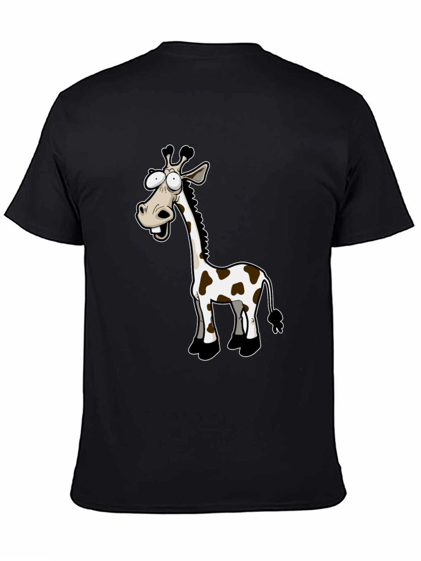 Funny Giraffe Cartoon Black T-Shirt