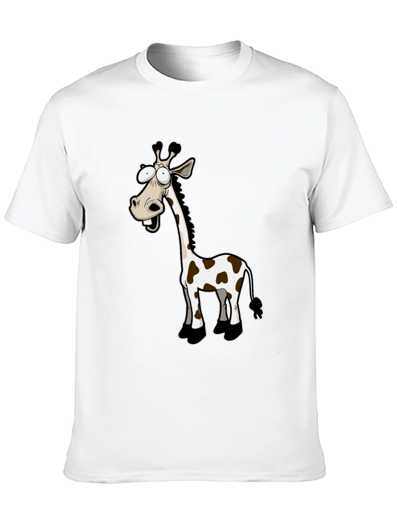 Funny Giraffe Cartoon Black T-Shirt