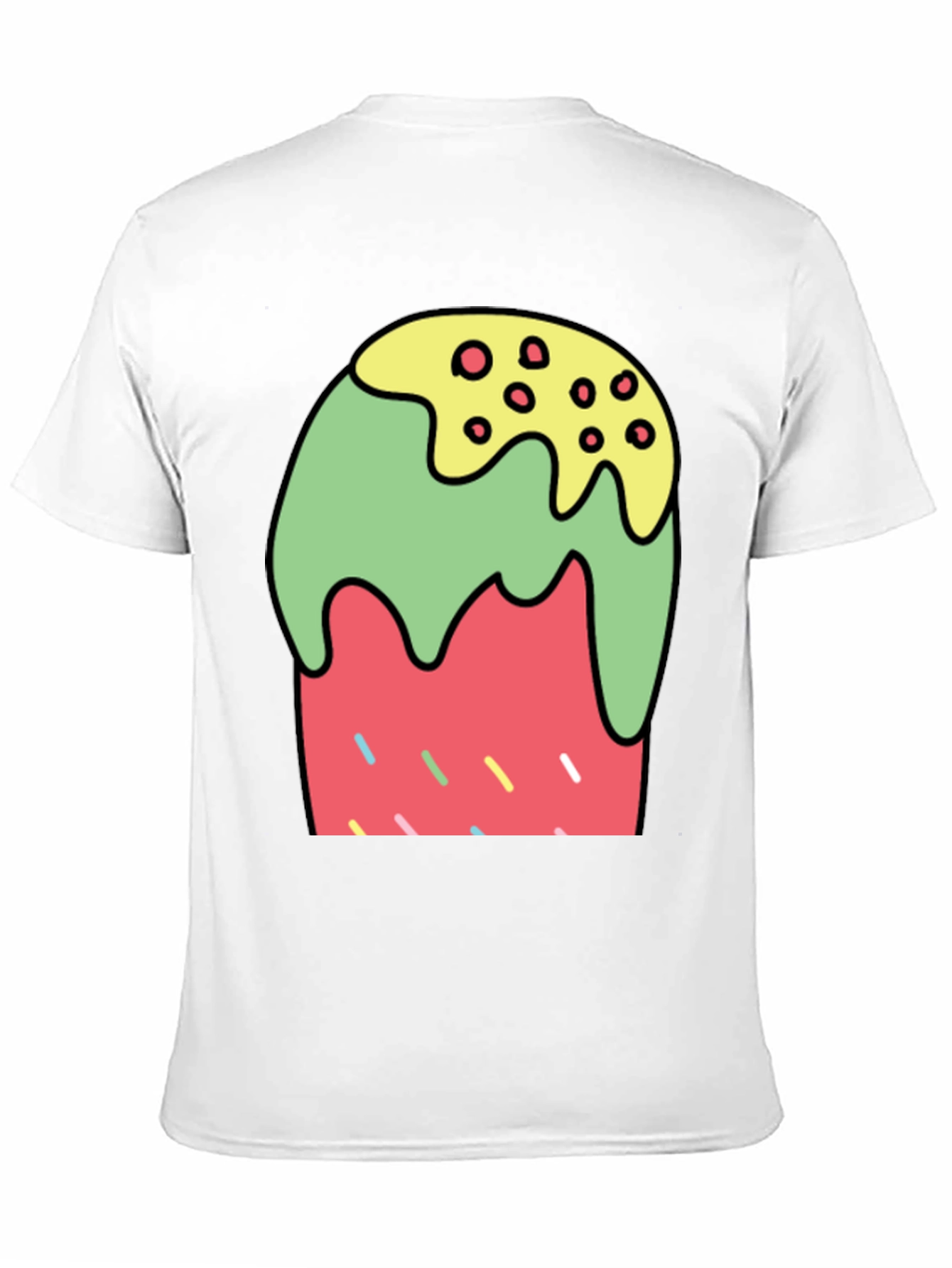 Cartoon Dessert Graphic Tee - Black Cotton Blend