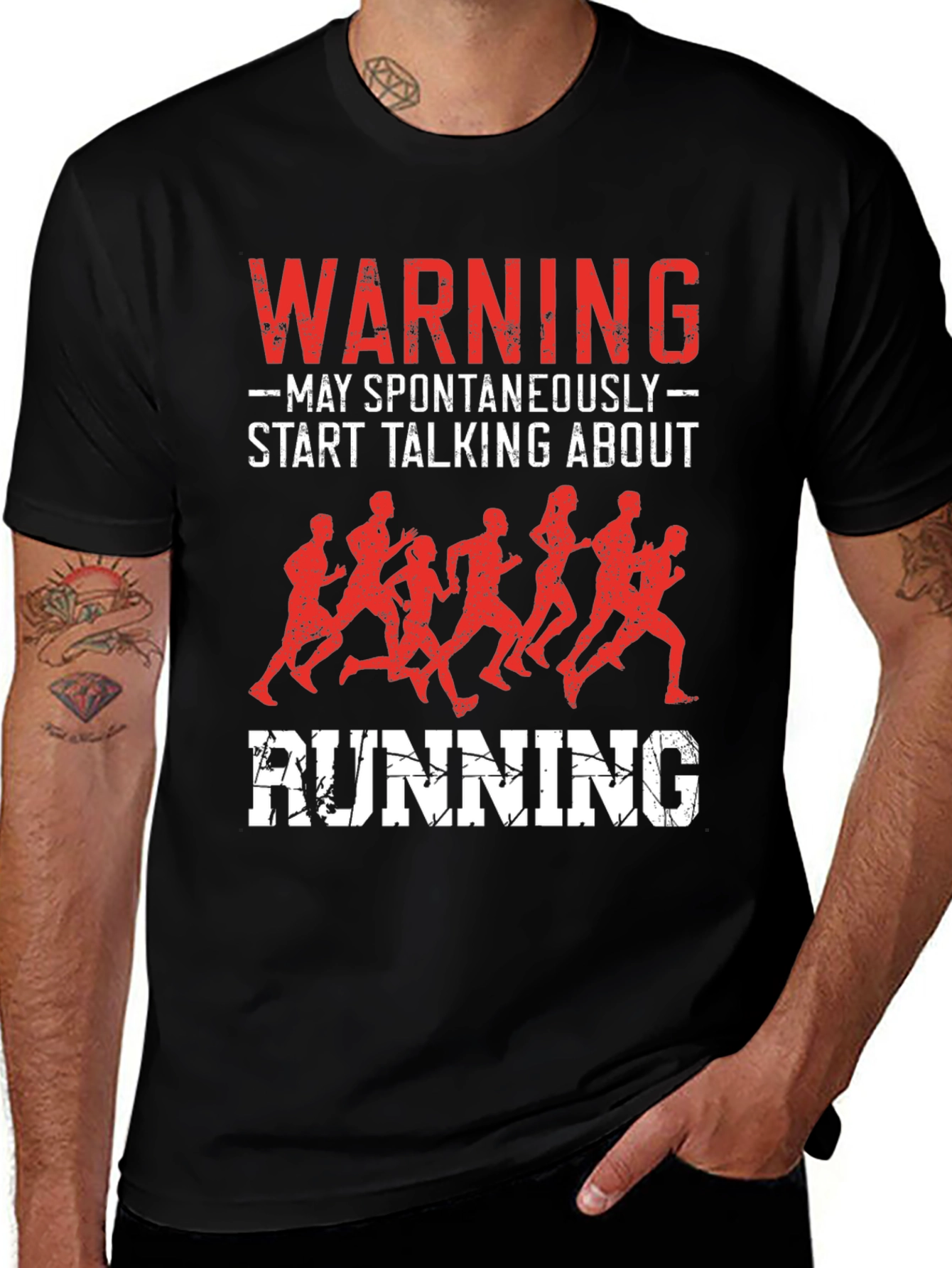 Warning May Spontaneously Start Talking About Running T-Shirt