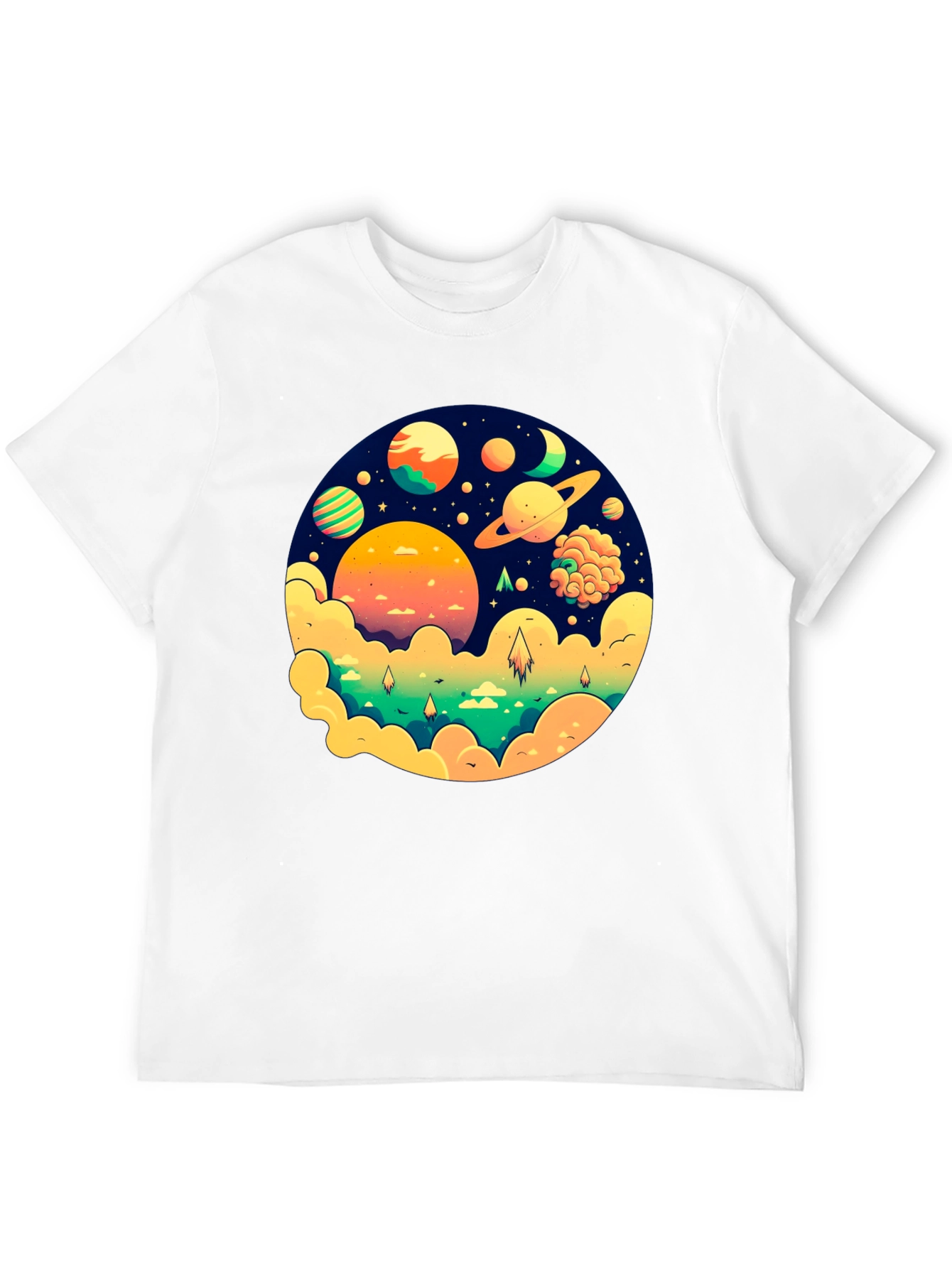 Cosmic Dreams Black T-Shirt - Space Planet Design