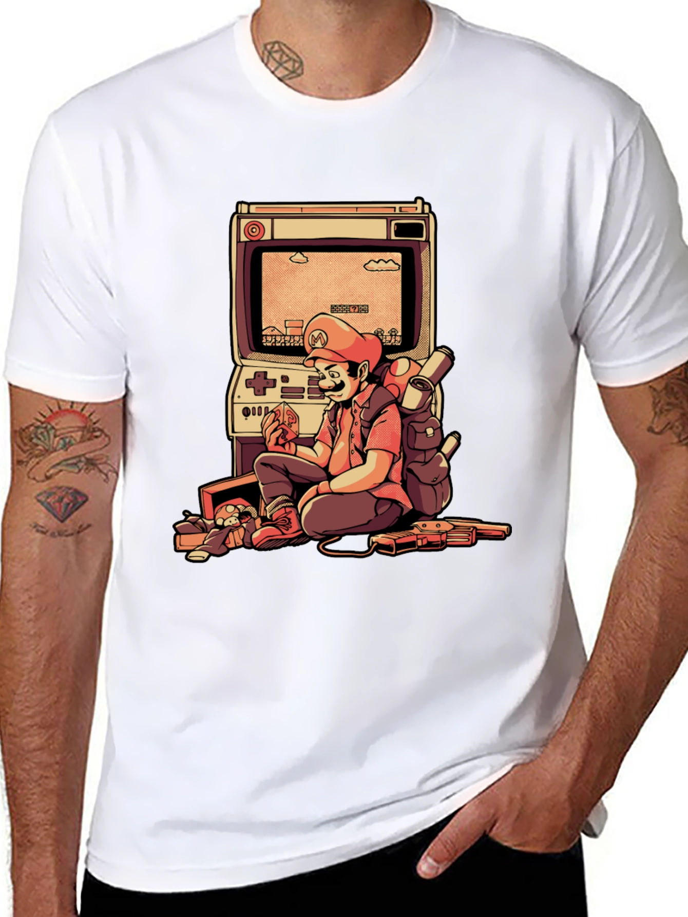 Retro Gamer Tee - Mario Arcade Design