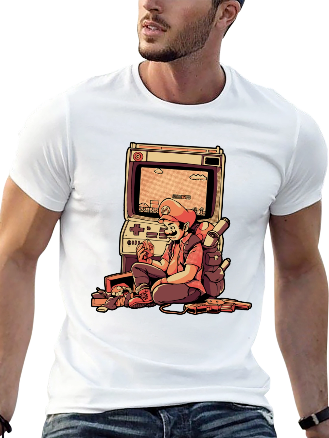 Retro Gamer Tee - Mario Arcade Design