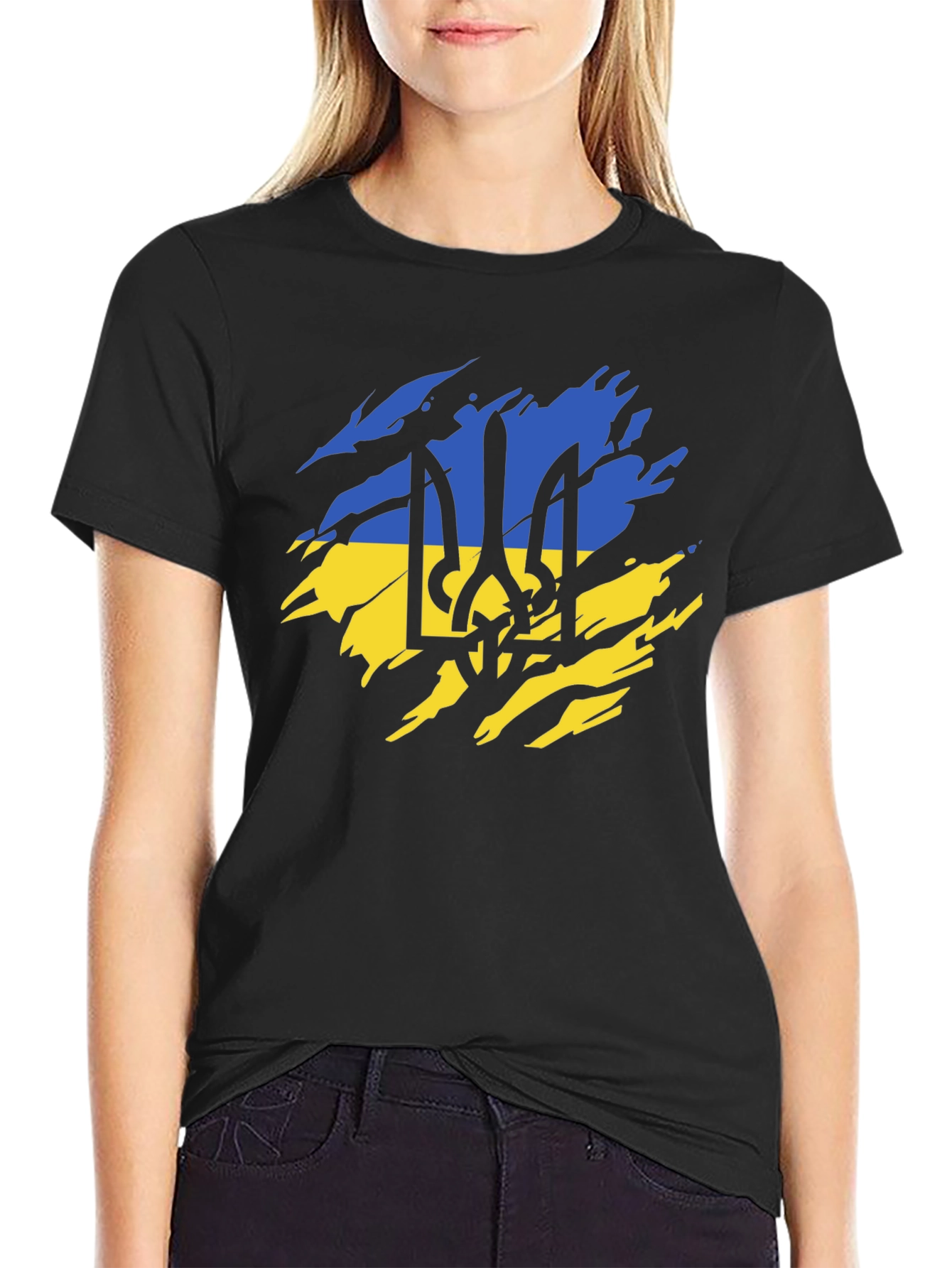 Ukraine Flag Black T-Shirt