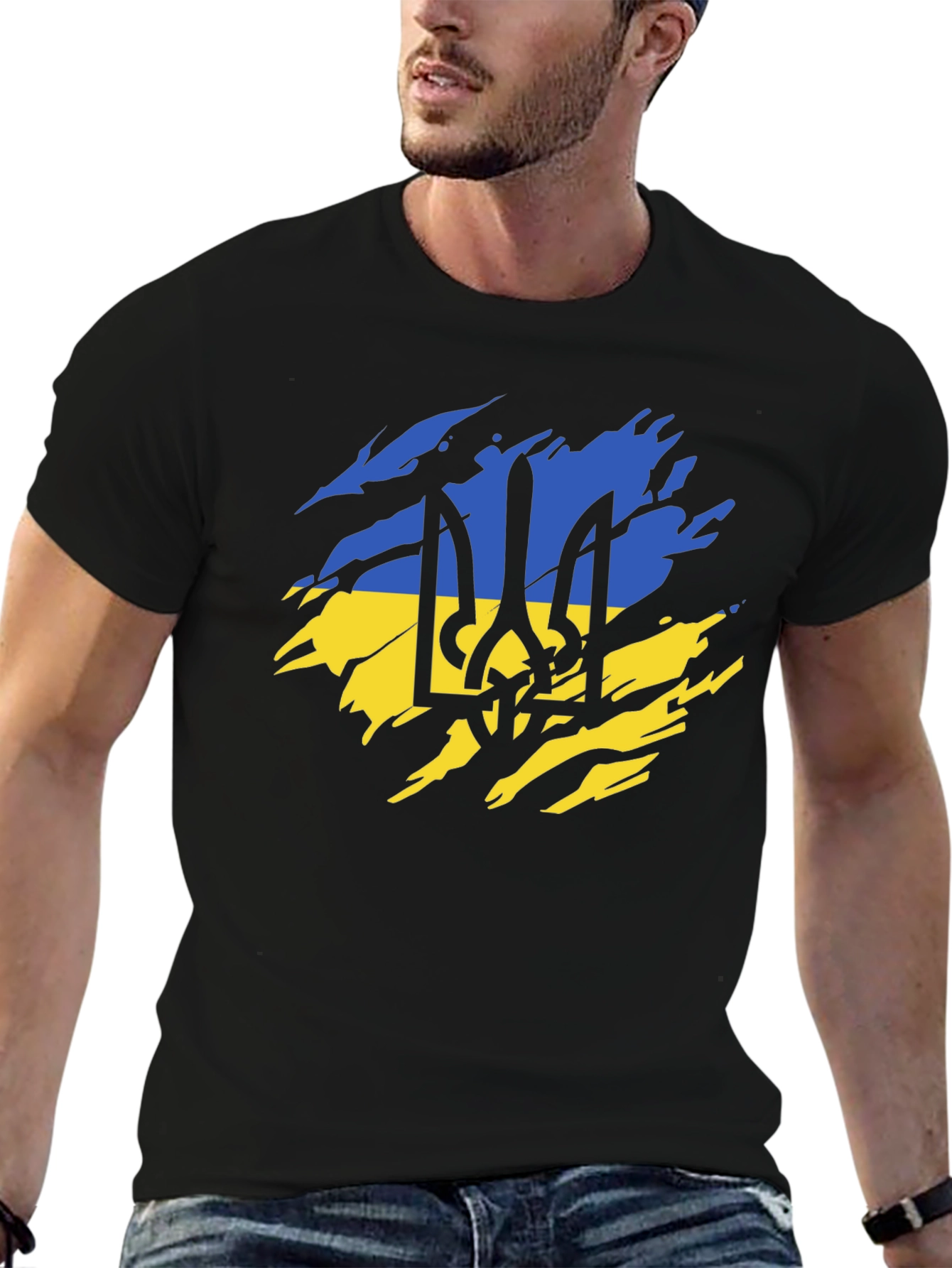 Ukraine Flag Black T-Shirt