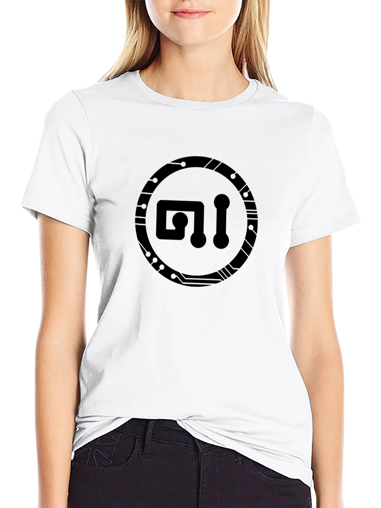 Tech Circle Graphic Tee - Sleek Black Design