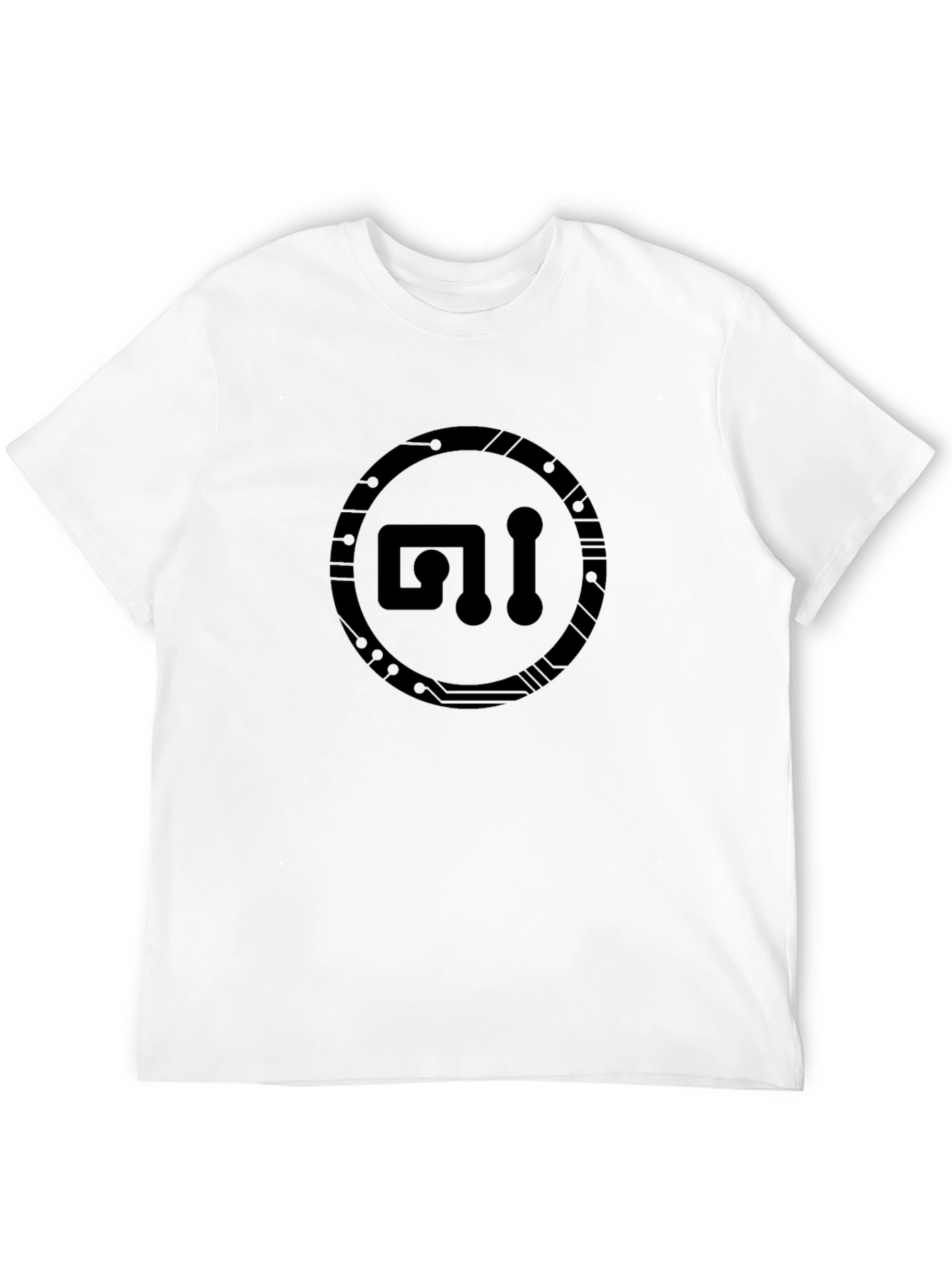 Tech Circle Graphic Tee - Sleek Black Design