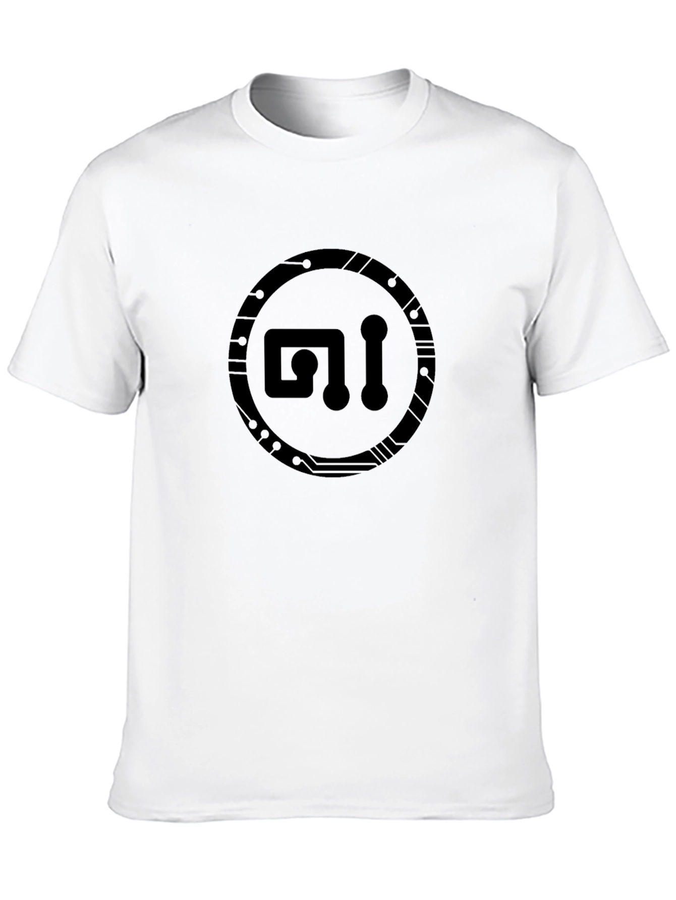 Tech Circle Graphic Tee - Sleek Black Design