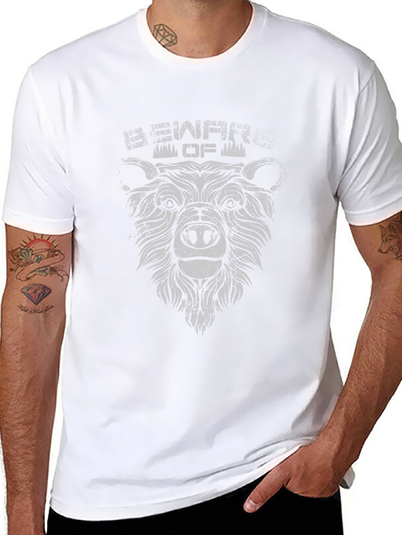 Beware of Bear Graphic Tee - Black