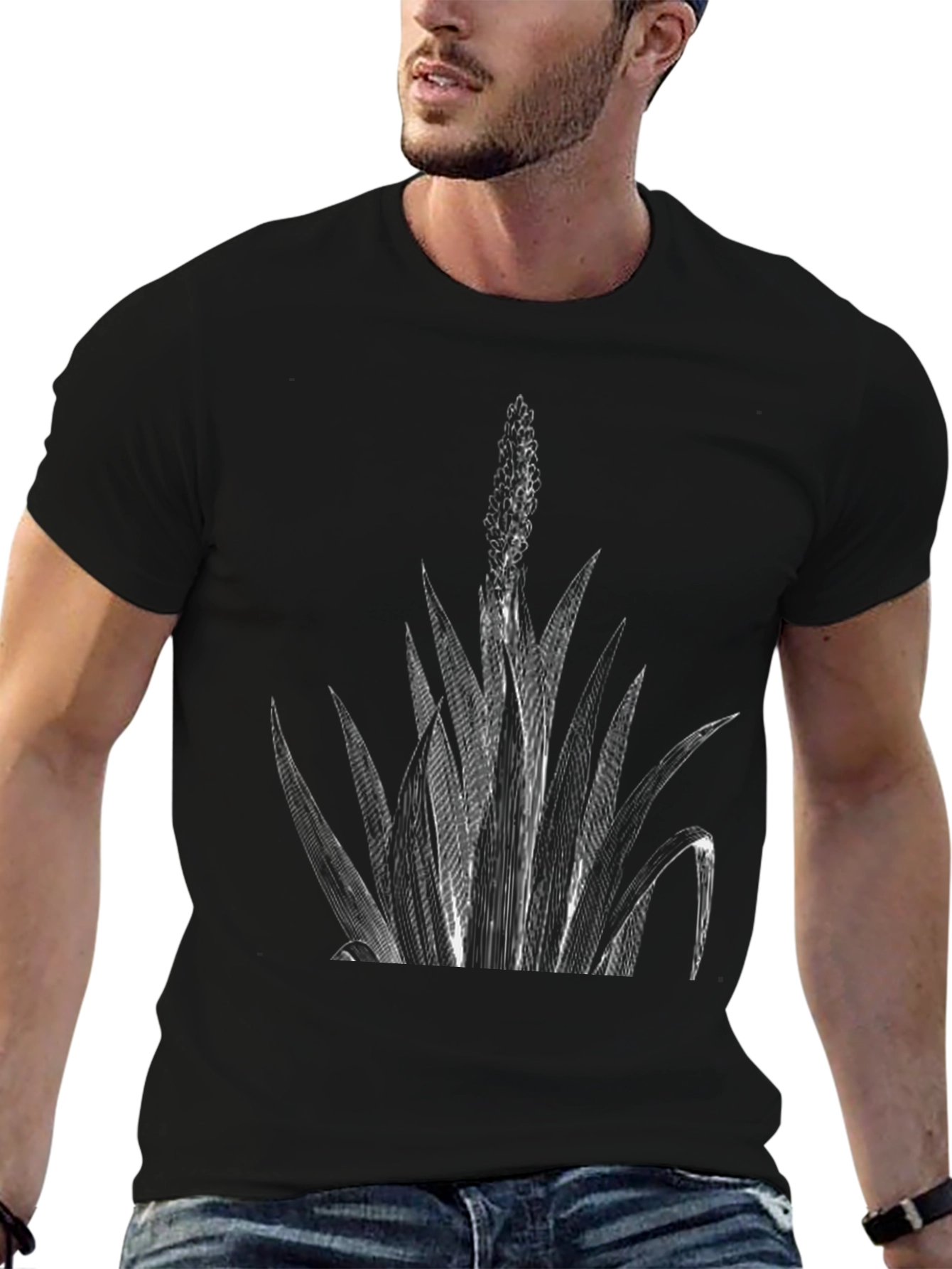 Botanical Graphic Print Black T-Shirt