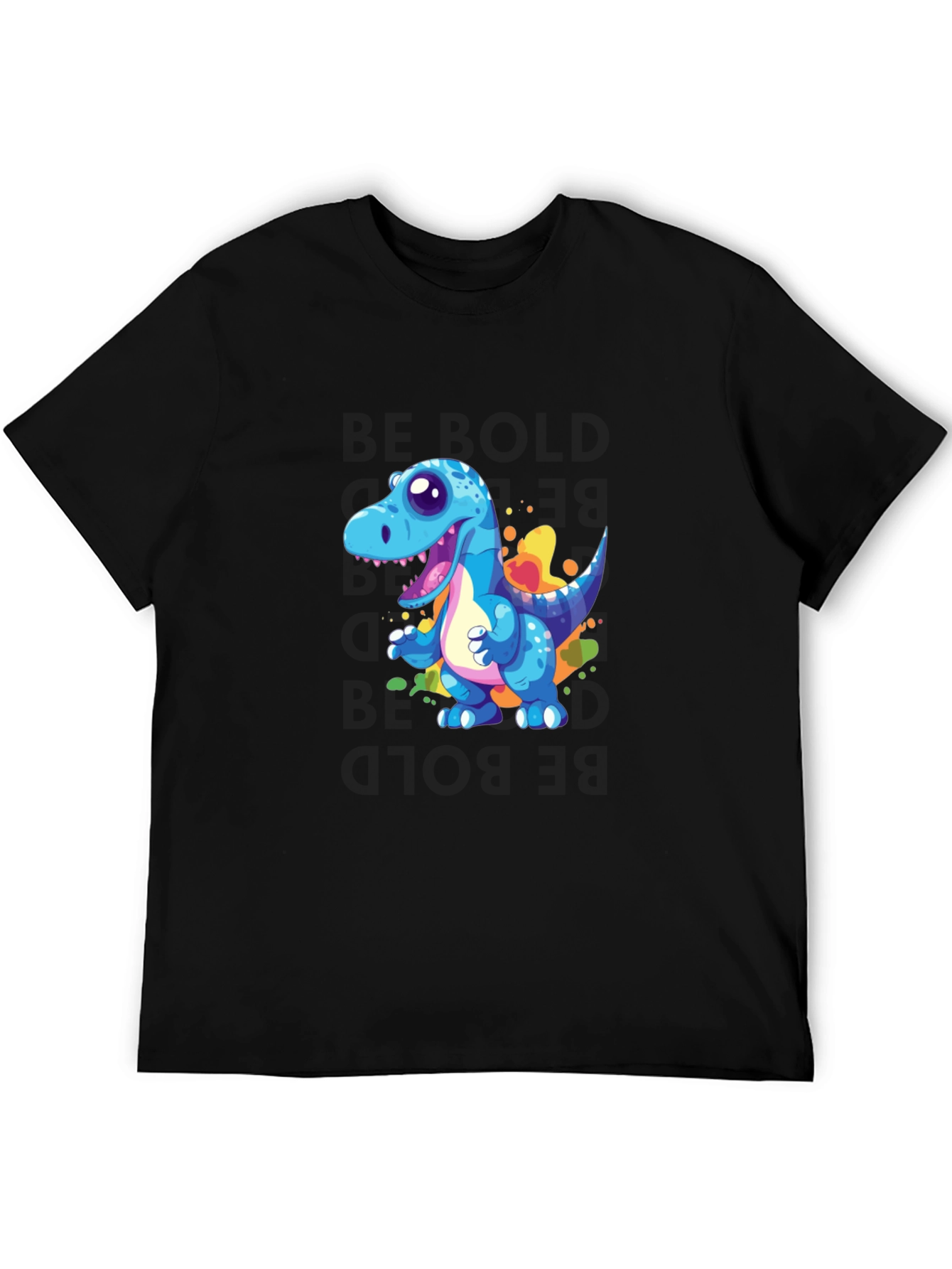 Cartoon Dinosaur Graphic Black T-Shirt