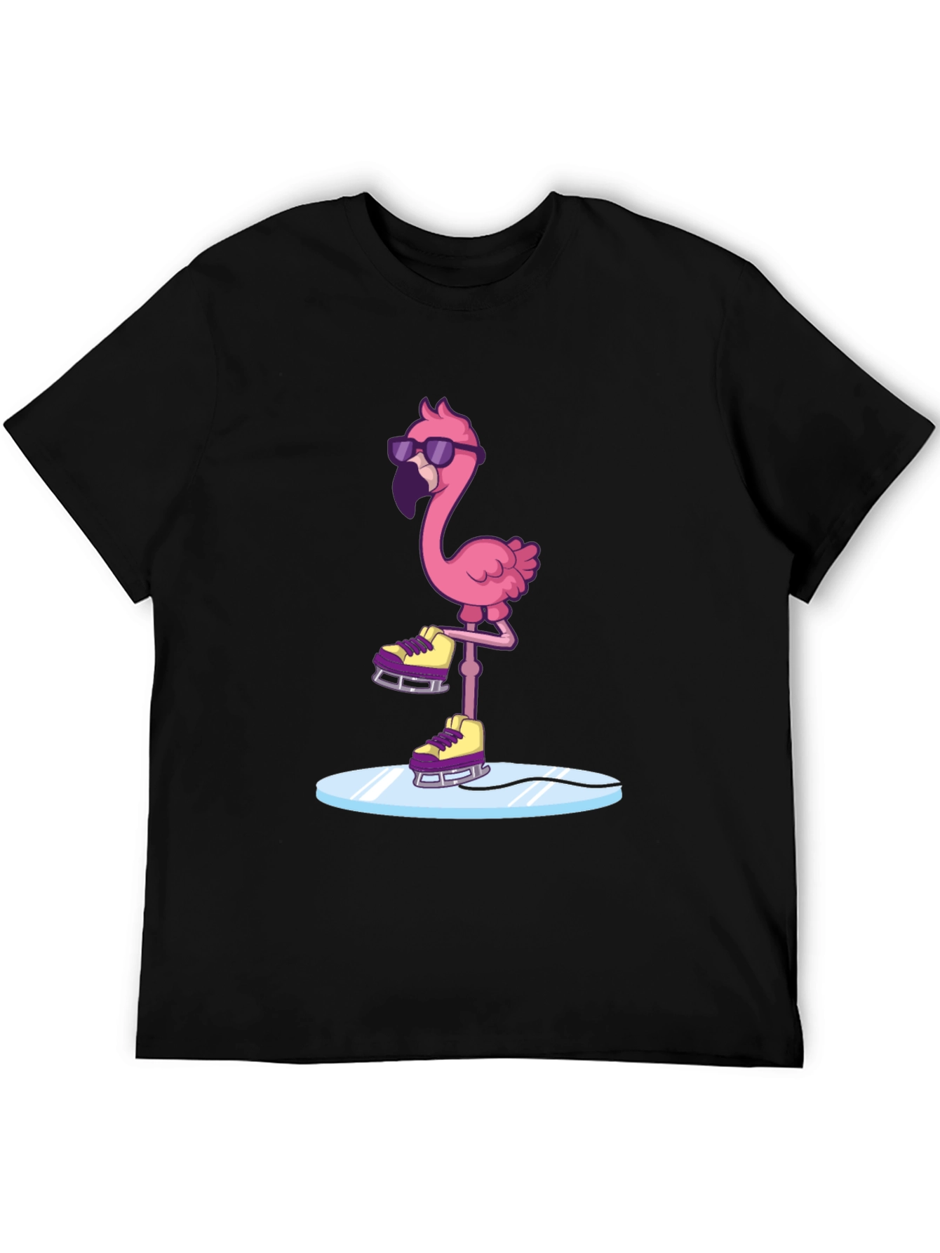 Cool Flamingo Ice Skating Graphic Tee