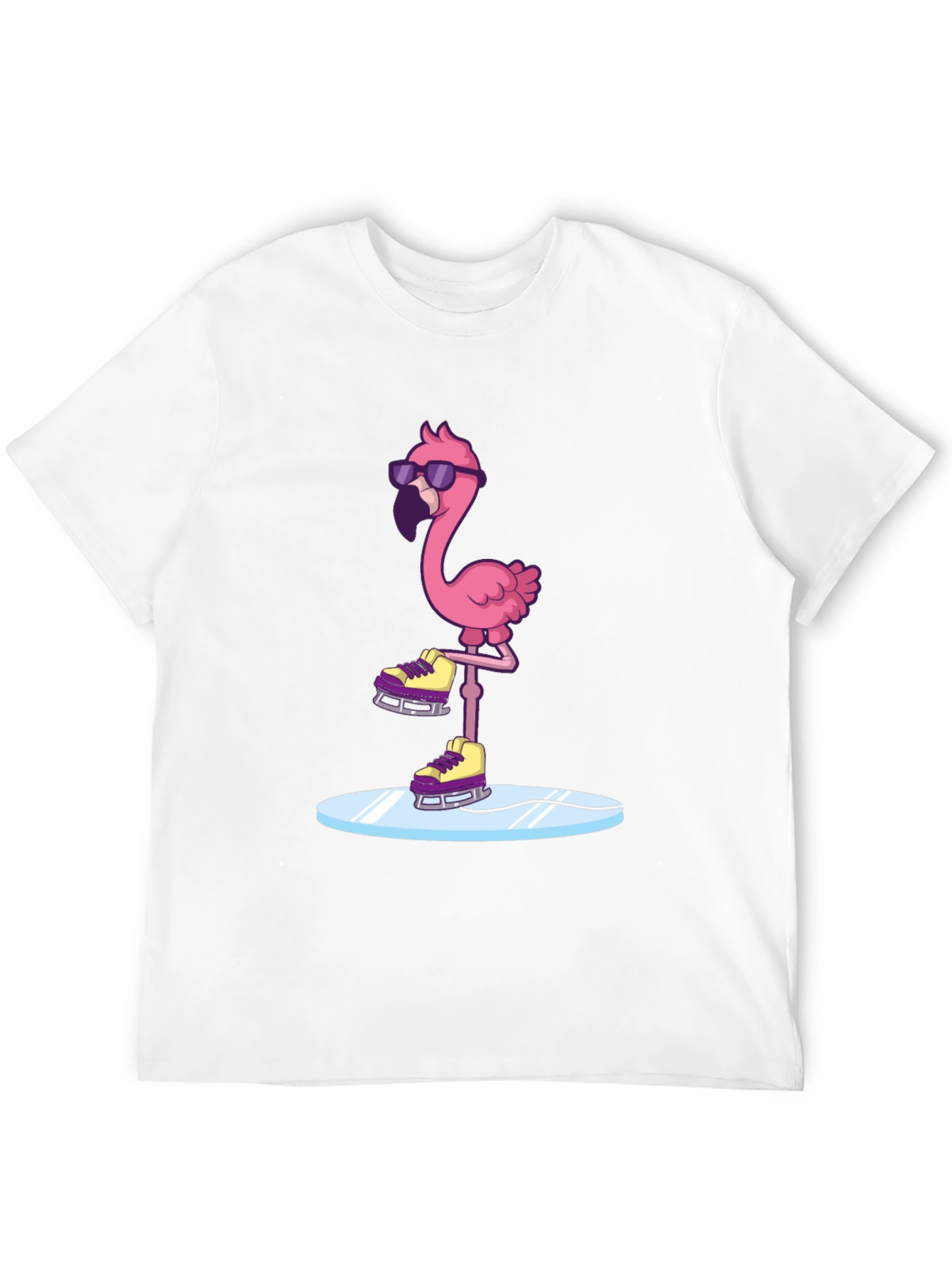 Cool Flamingo Ice Skating Graphic Tee