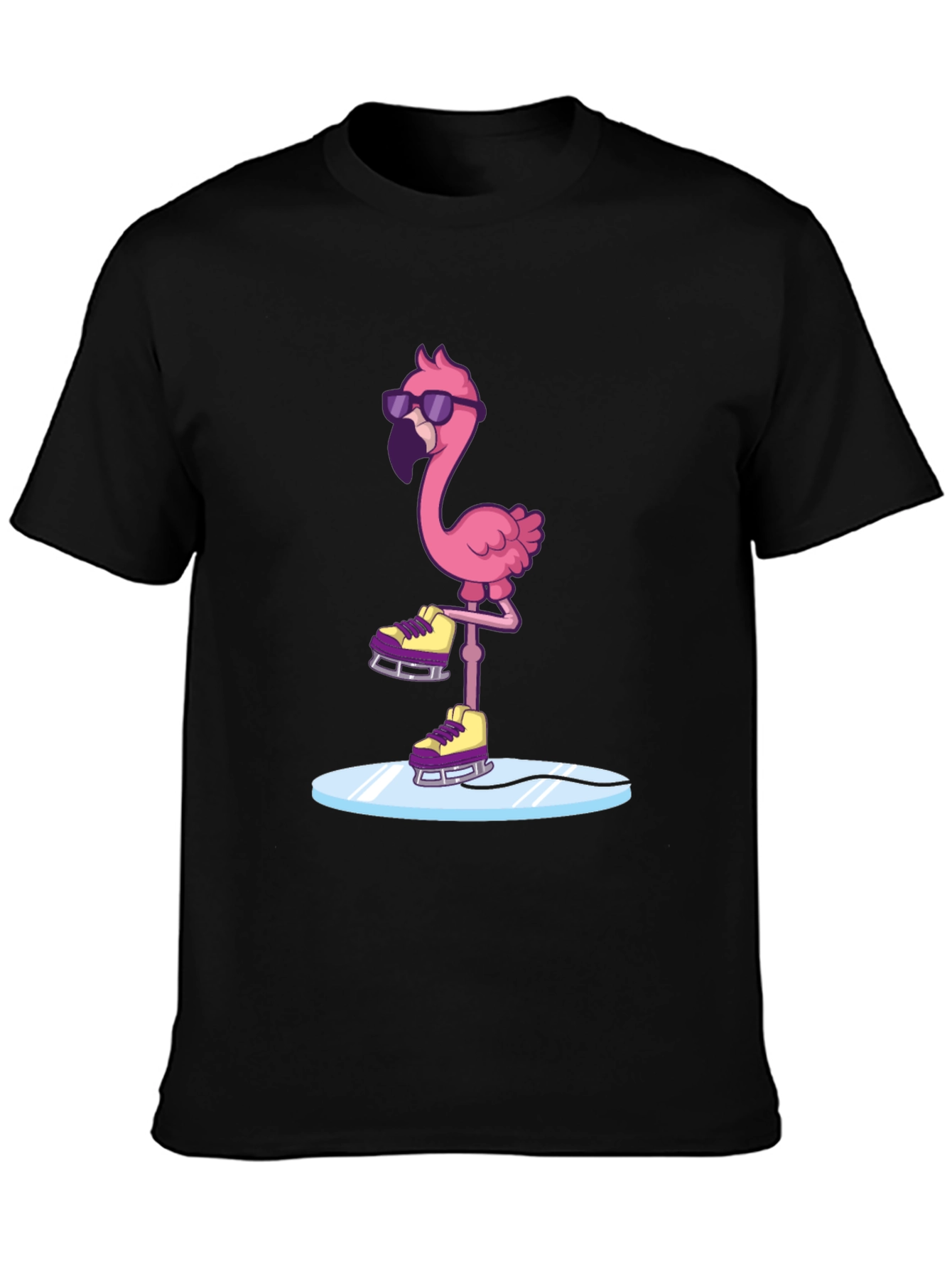 Cool Flamingo Ice Skating Graphic Tee