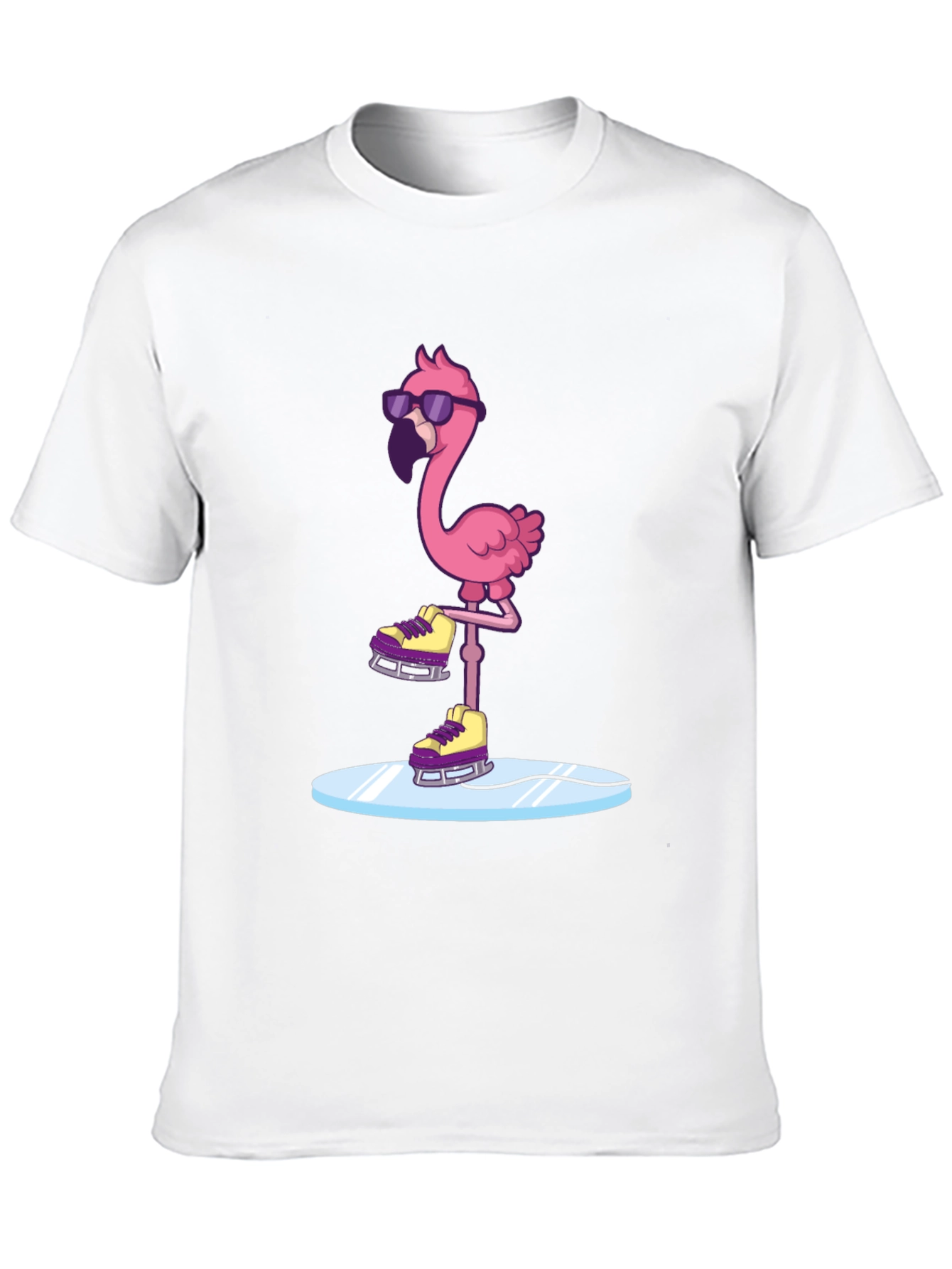 Cool Flamingo Ice Skating Graphic Tee