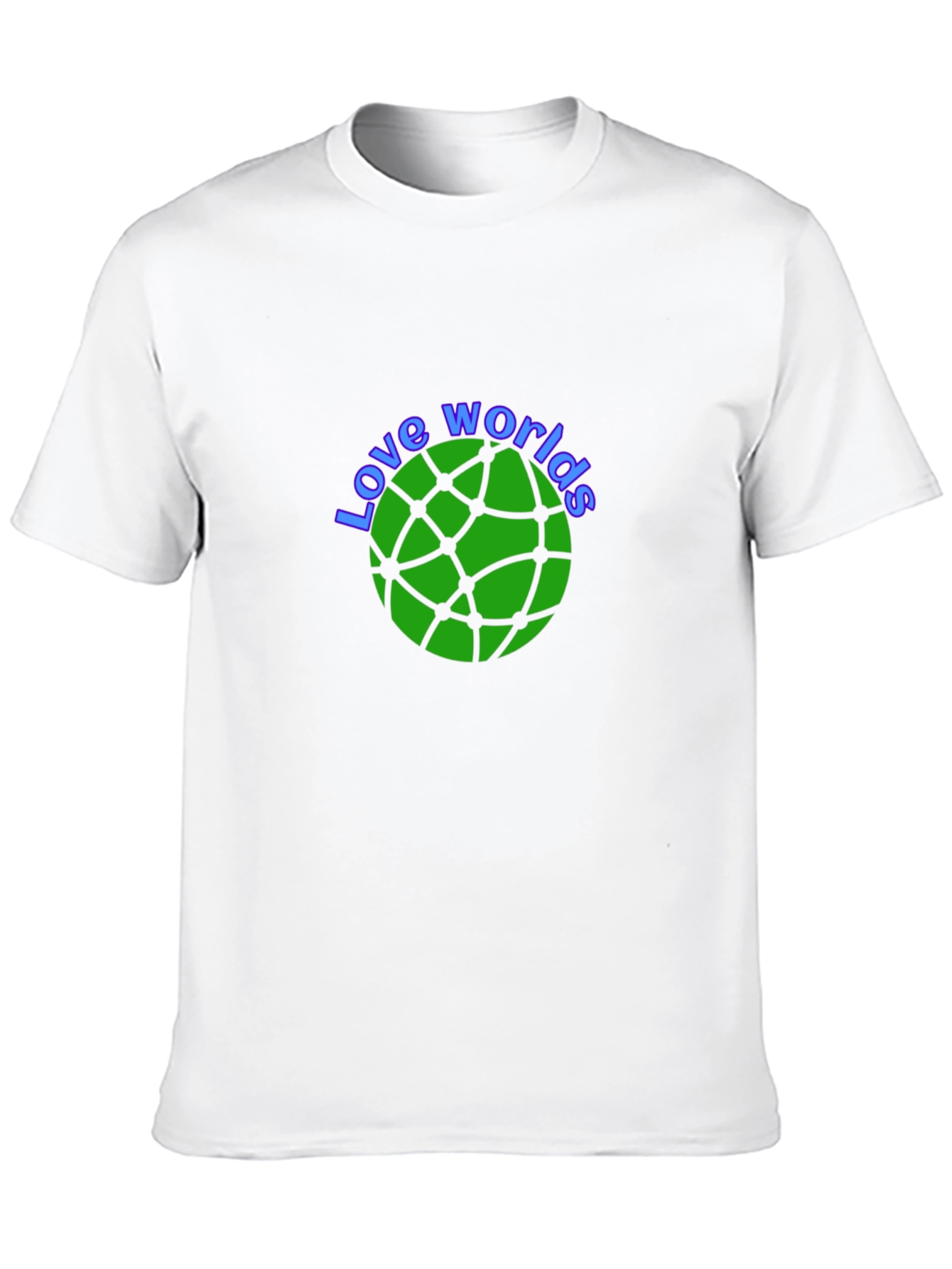 Love Worlds T-Shirt Round Green Design on Black
