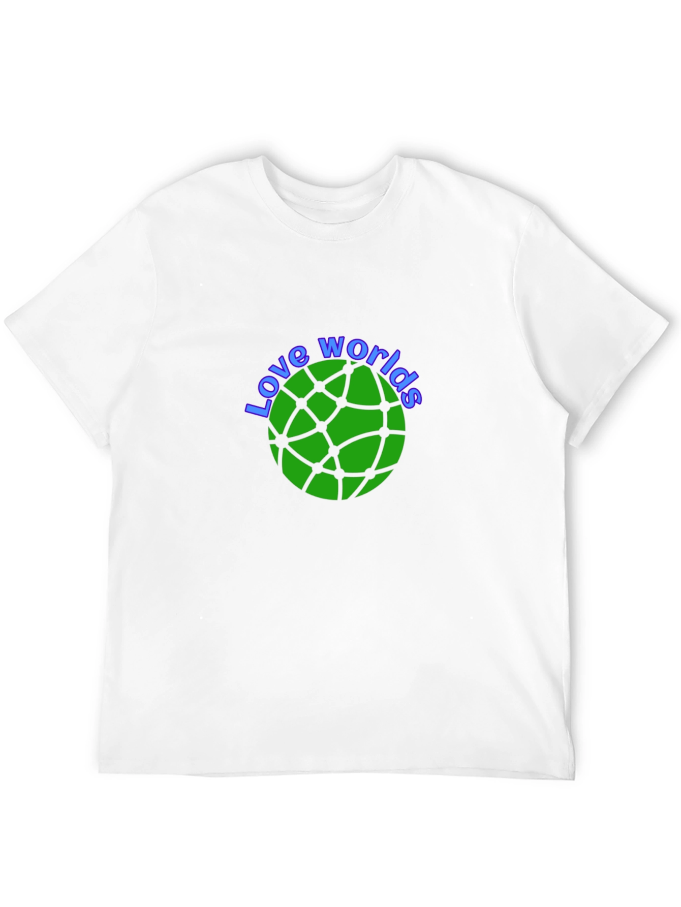 Love Worlds T-Shirt Round Green Design on Black