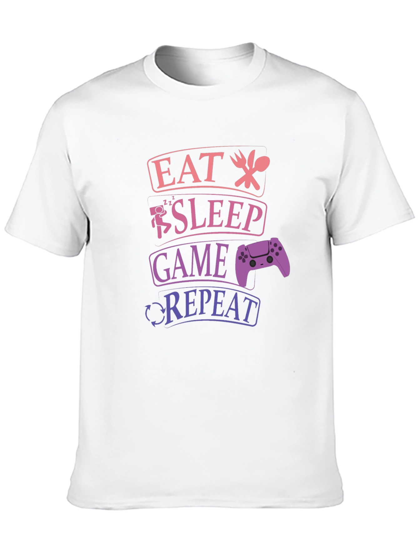 Eat Sleep Game Repeat Gamer T-Shirt - Black