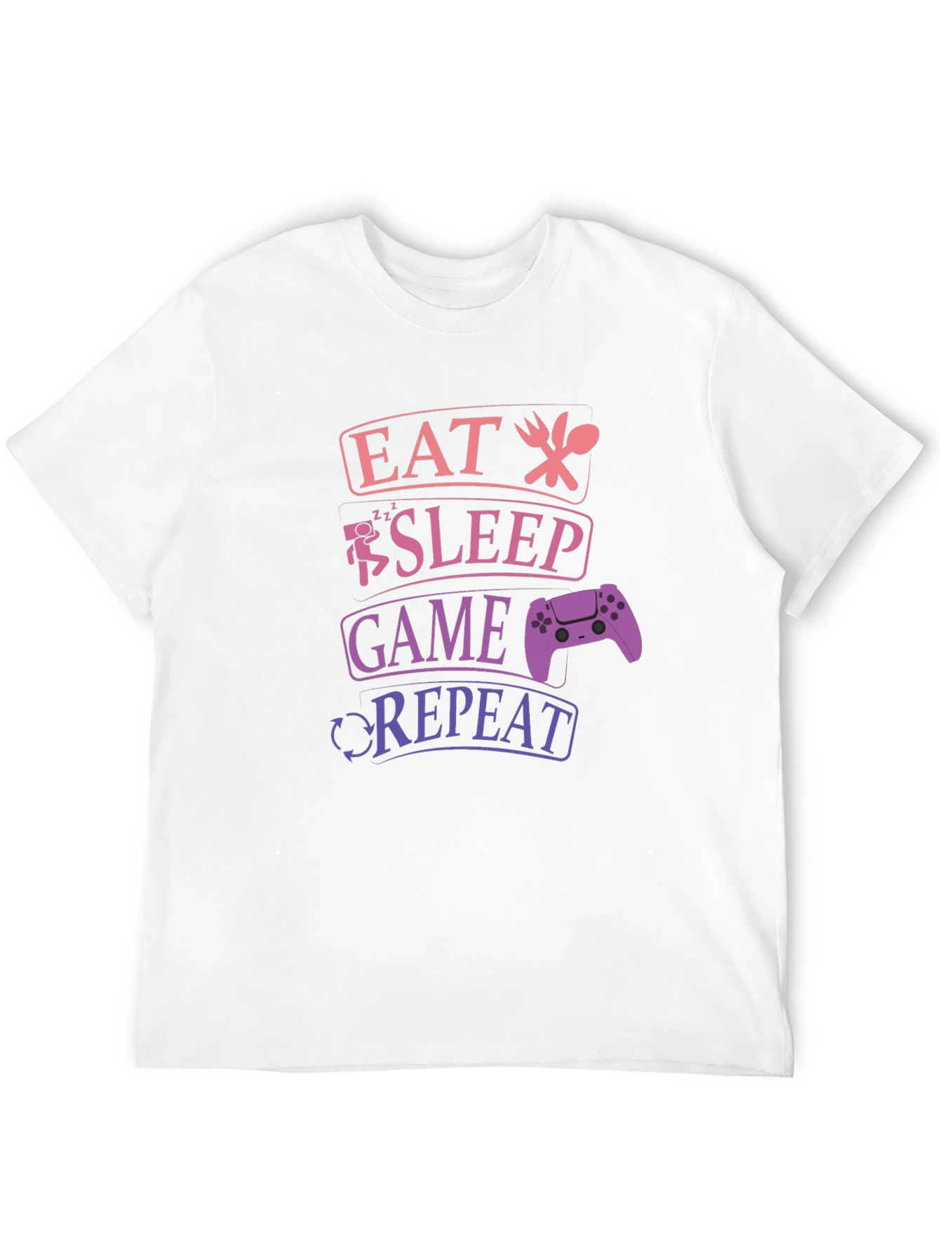 Eat Sleep Game Repeat Gamer T-Shirt - Black