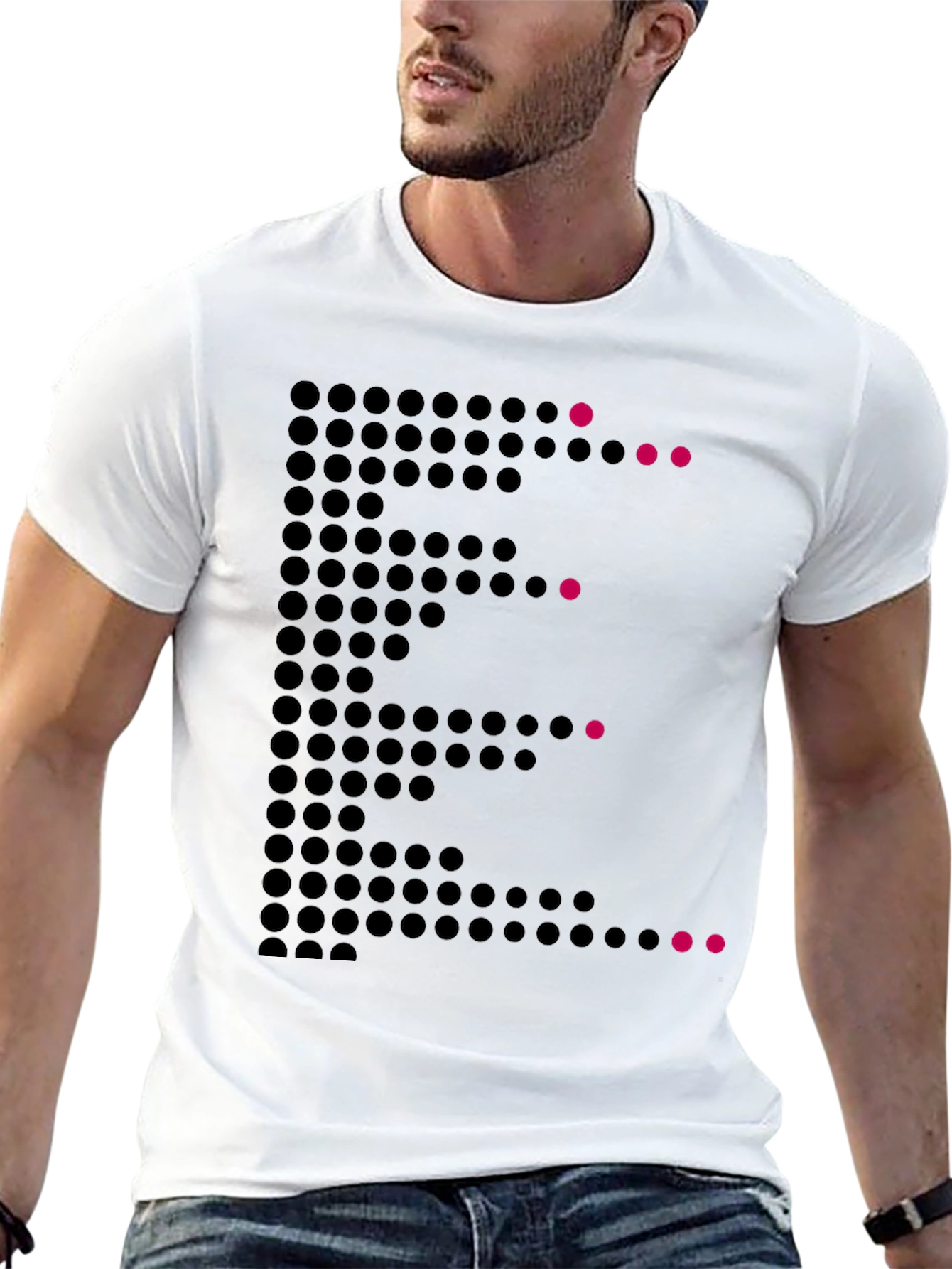 Dot Matrix E Graphic Tee - Modern Mens T-Shirt