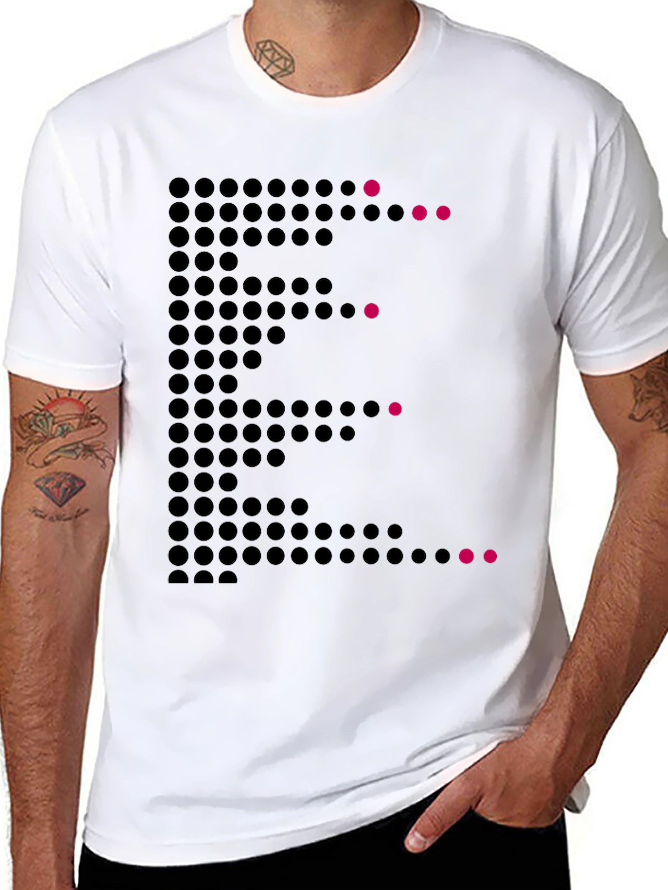 Dot Matrix E Graphic Tee - Modern Mens T-Shirt