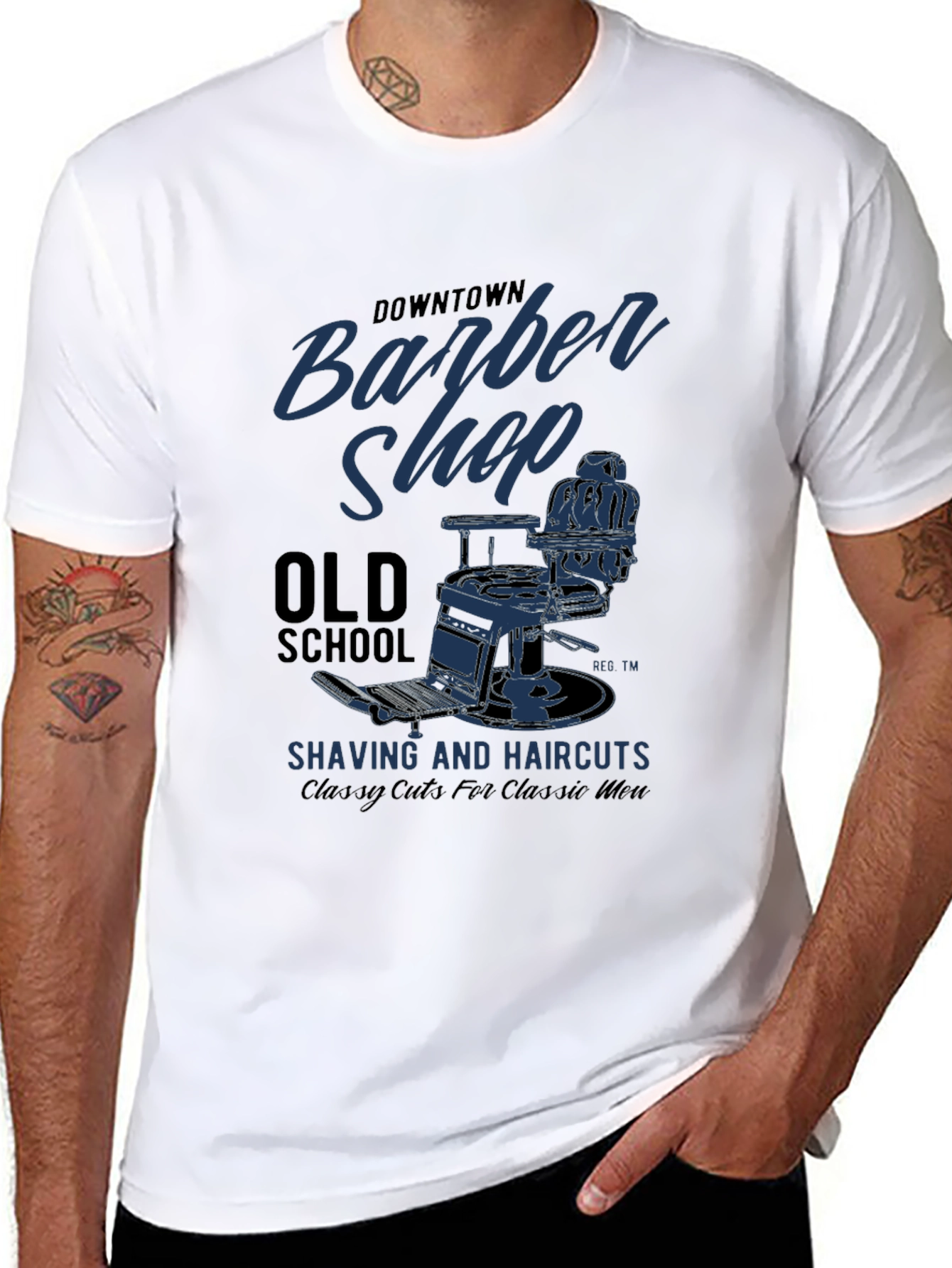 Downtown Barber Shop Old School Graphic T-Shirt