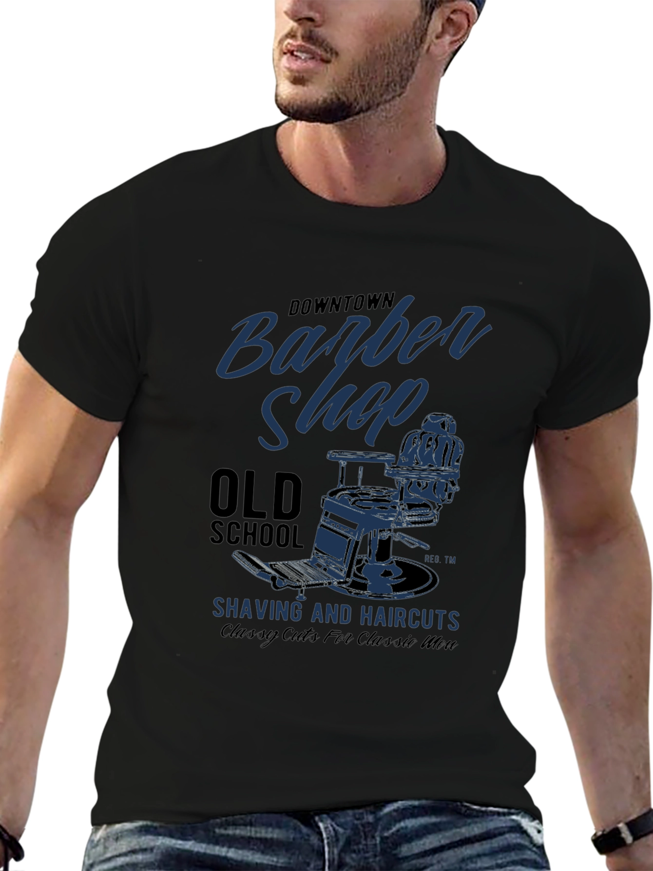 Downtown Barber Shop Old School Graphic T-Shirt