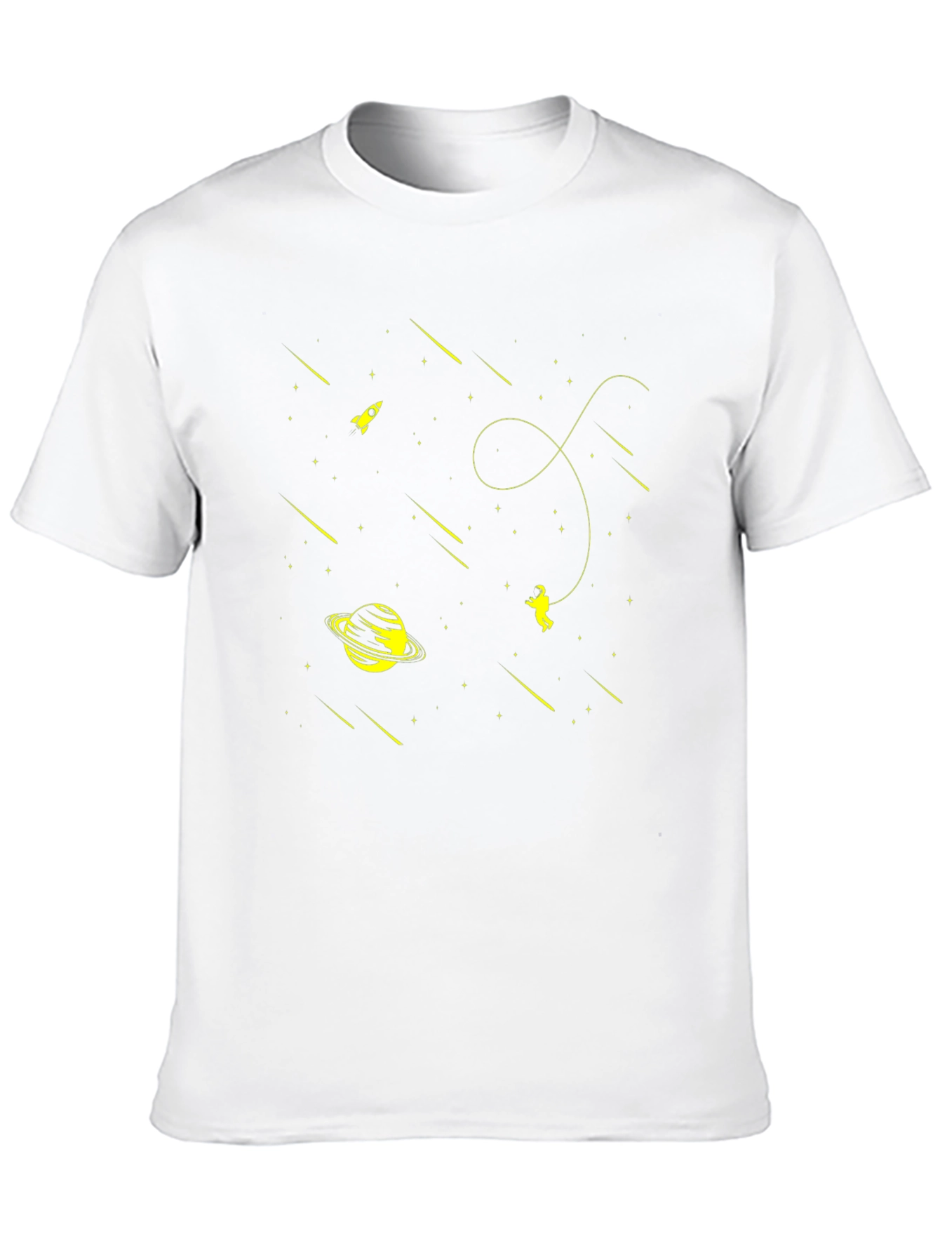 Space Explorer Black T-Shirt: Rocket Planet Astronaut Design