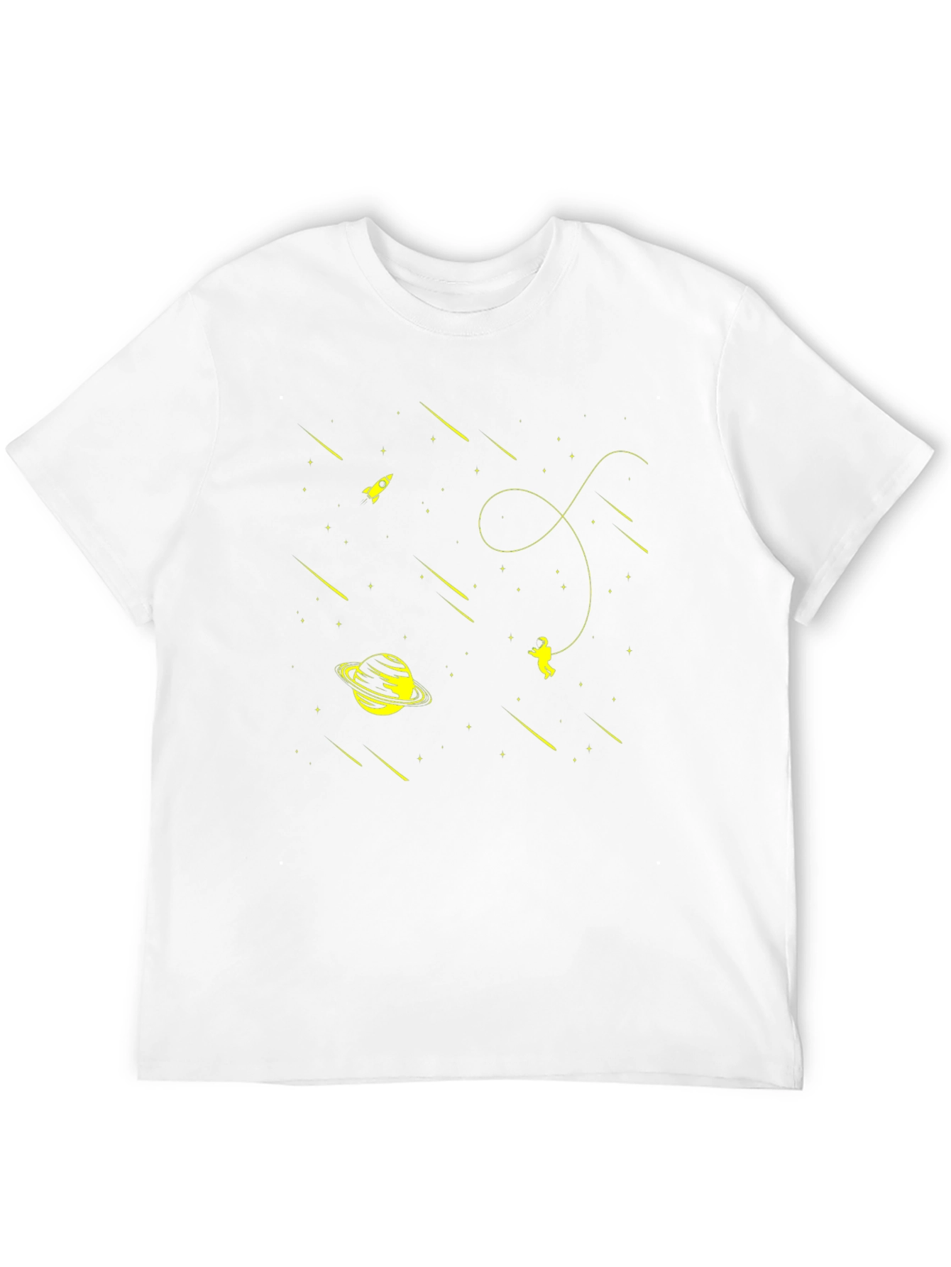 Space Explorer Black T-Shirt: Rocket Planet Astronaut Design