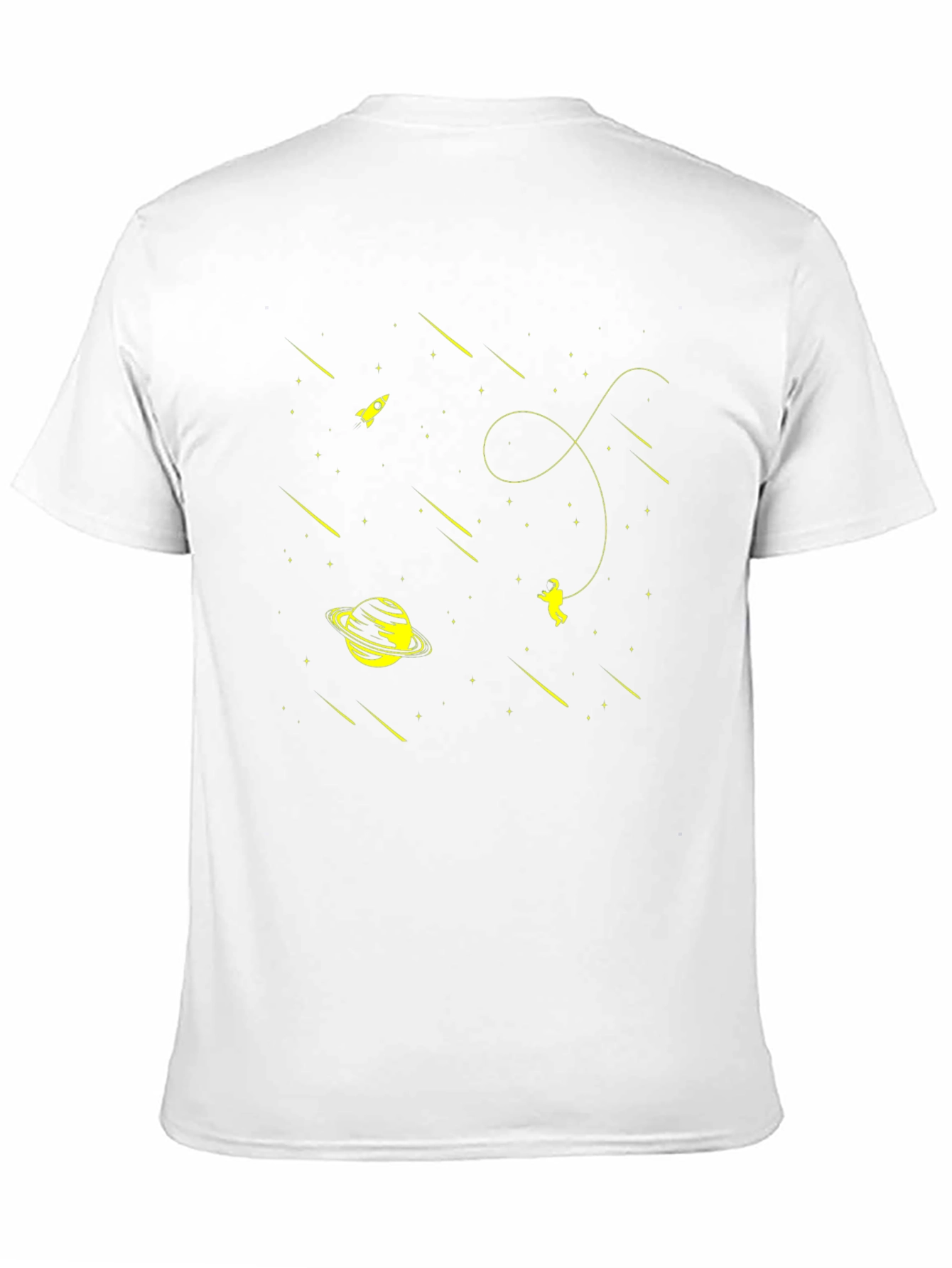 Space Explorer Black T-Shirt: Rocket Planet Astronaut Design