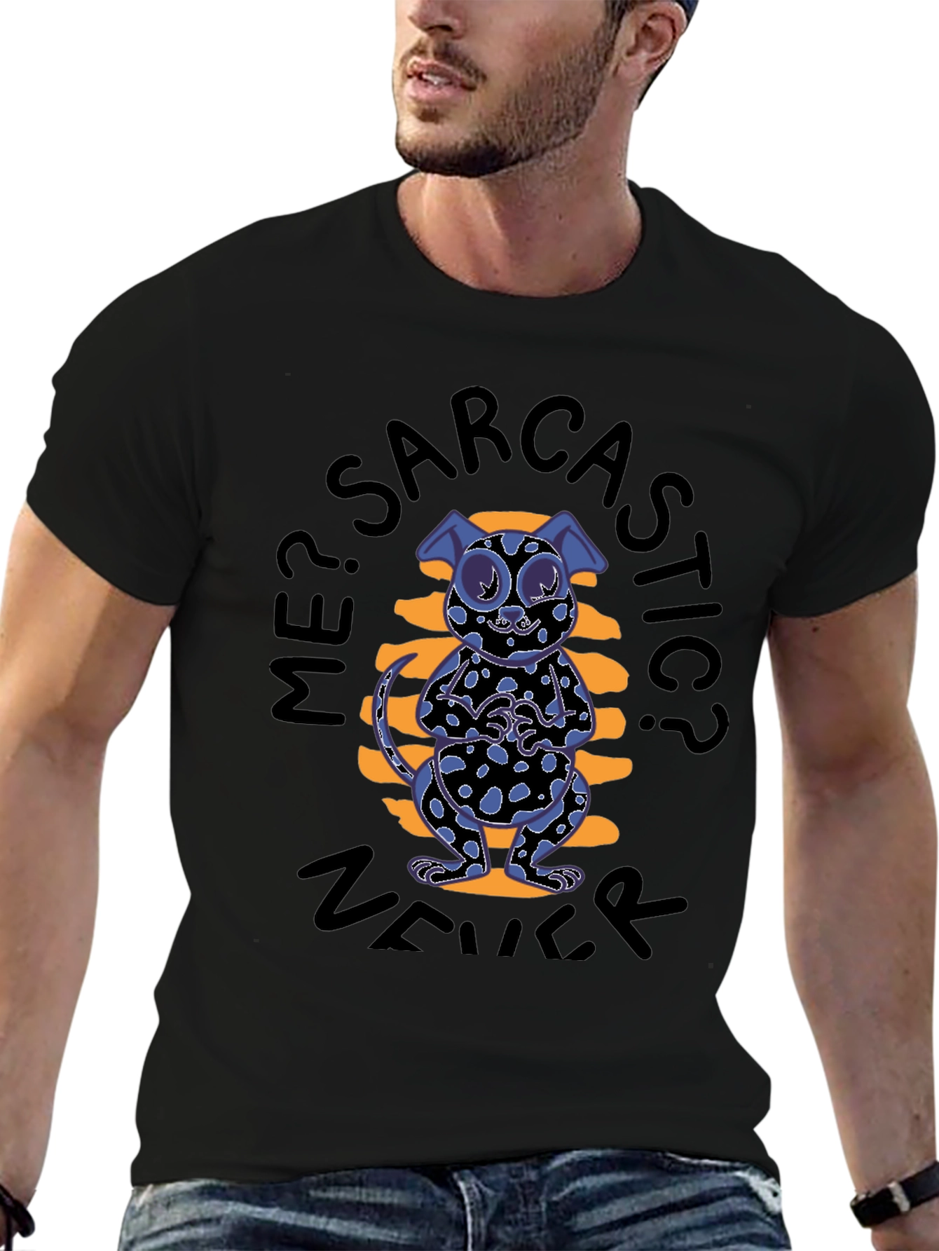 Sarcastic Cat Graphic Tee - Black