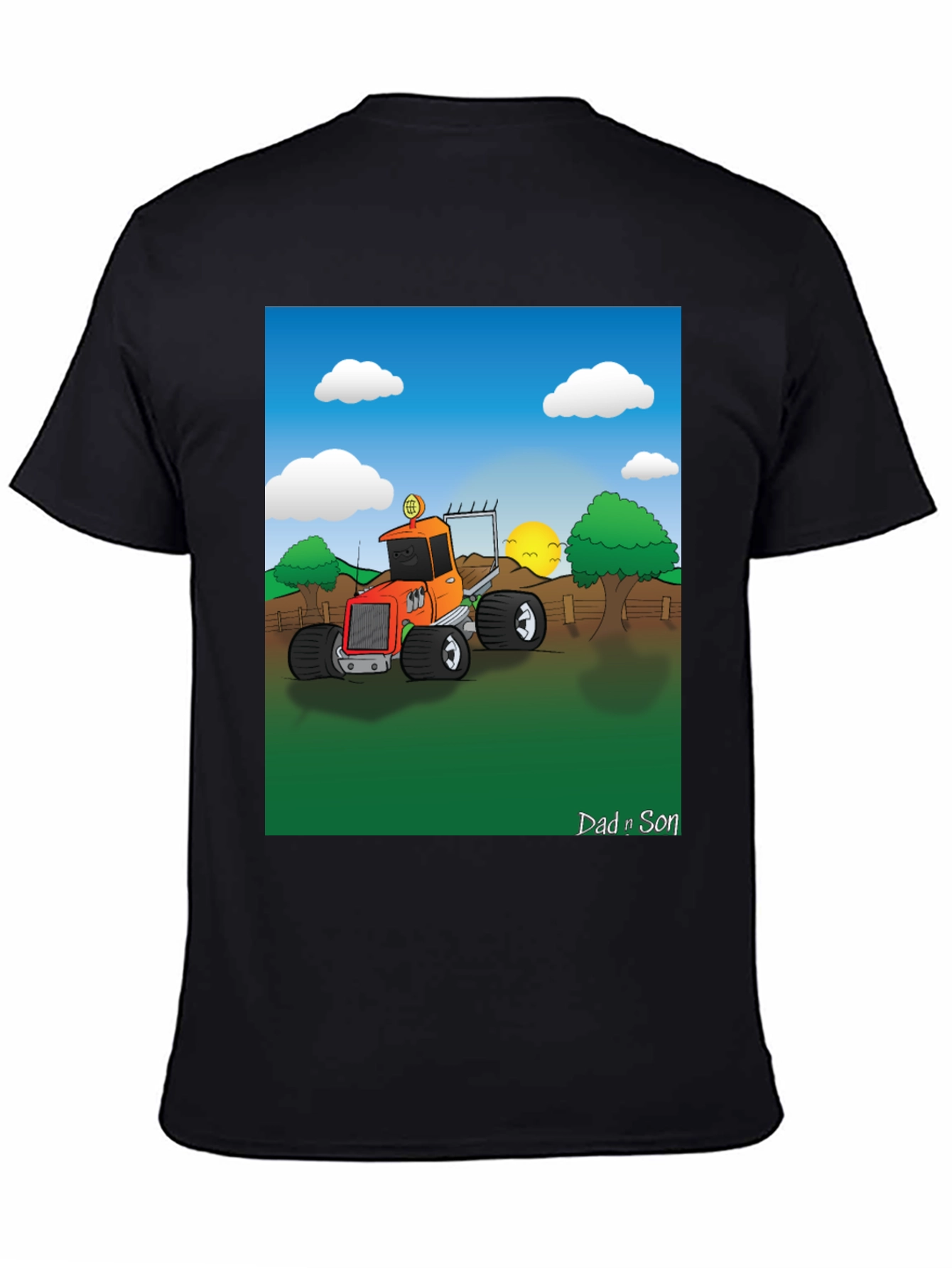 Dad n Son Cartoon Tractor T-Shirt