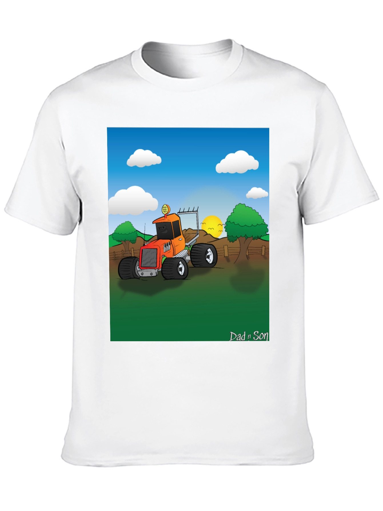 Dad n Son Cartoon Tractor T-Shirt