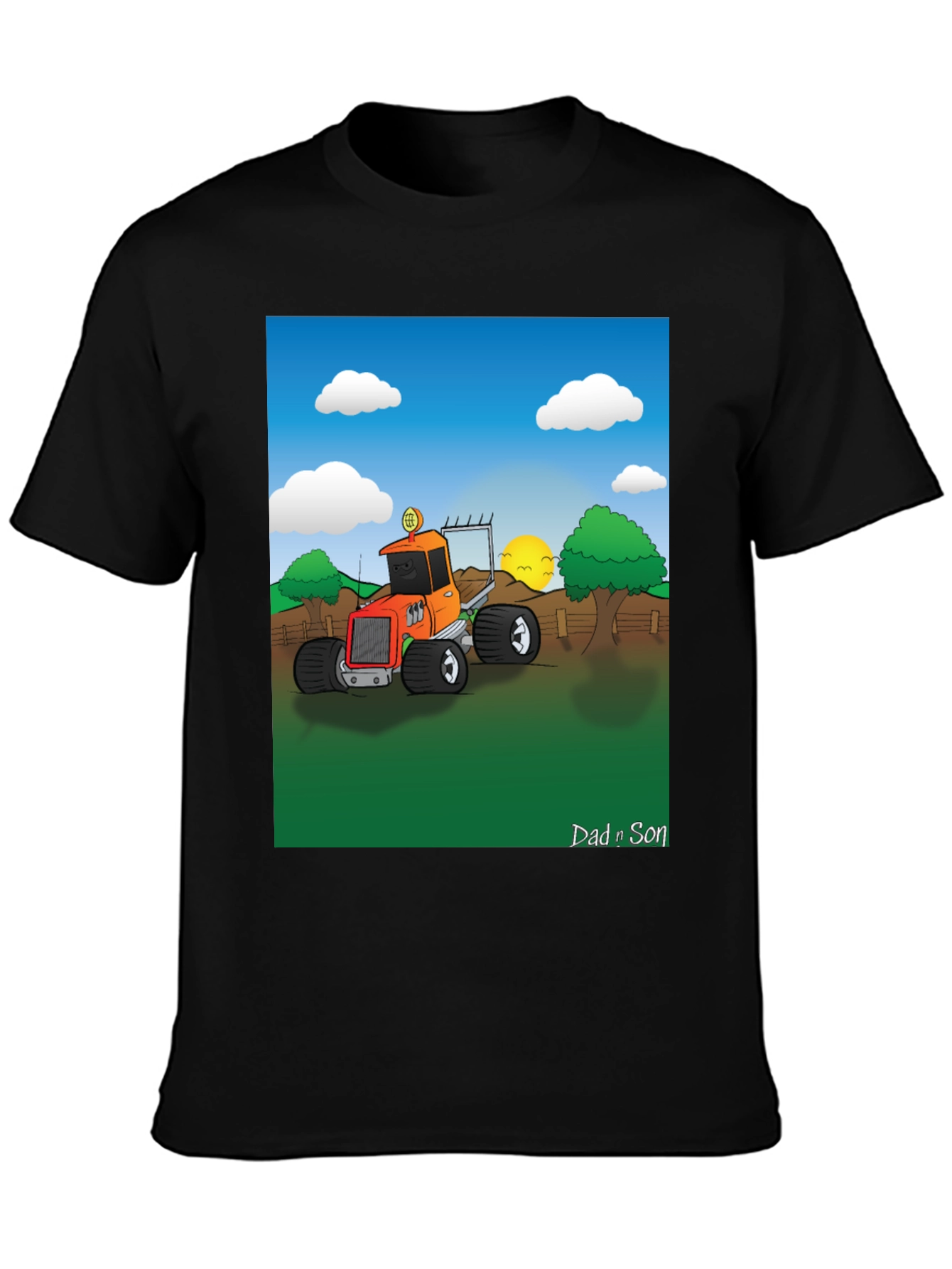 Dad n Son Cartoon Tractor T-Shirt