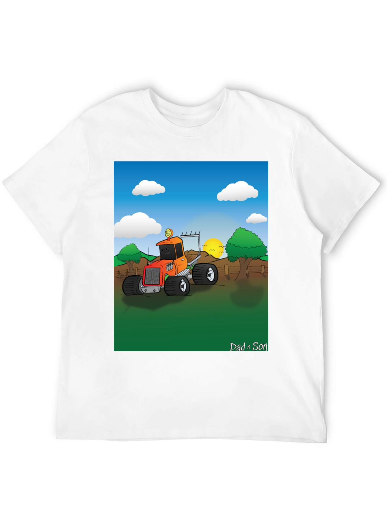 Dad n Son Cartoon Tractor T-Shirt