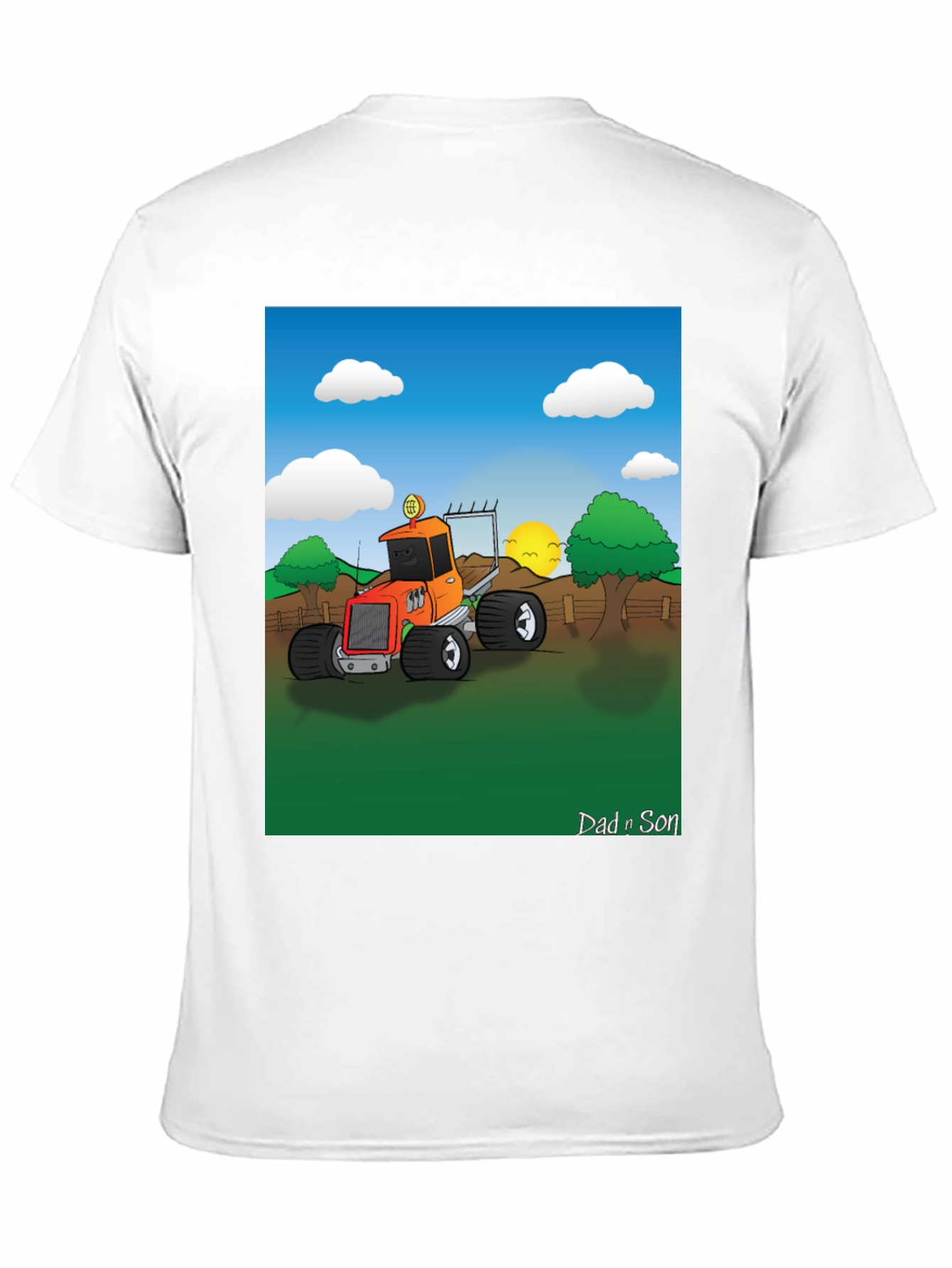Dad n Son Cartoon Tractor T-Shirt