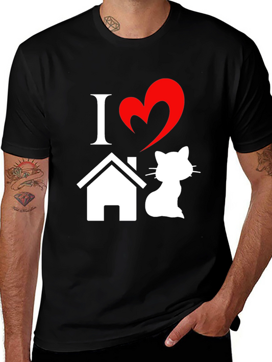 I Heart Home Cat T-Shirt - Novelty Pet Lover Tee