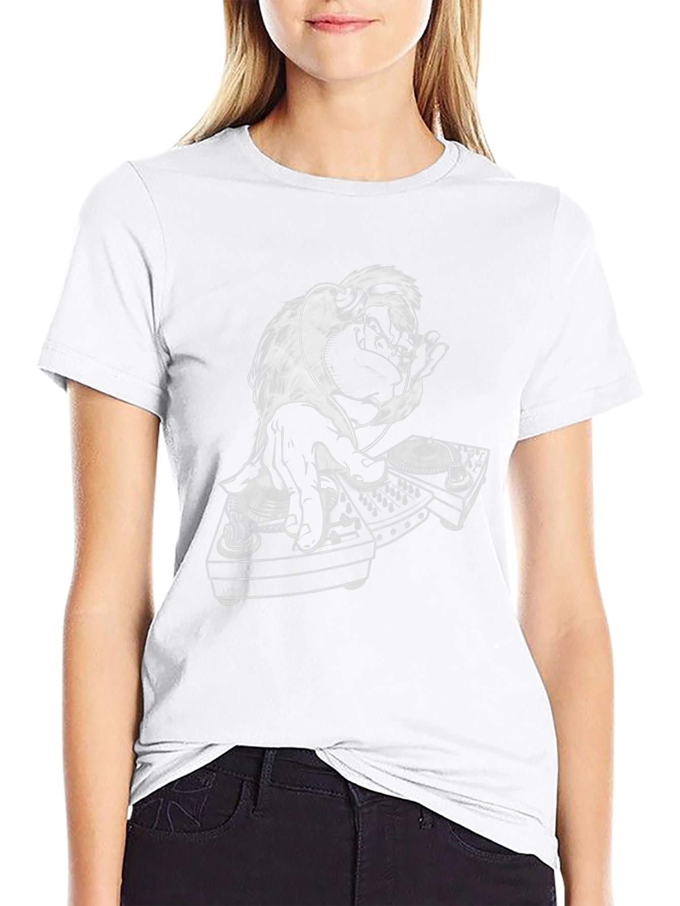 DJ Gorilla Graphic T-Shirt - Black Cotton Blend