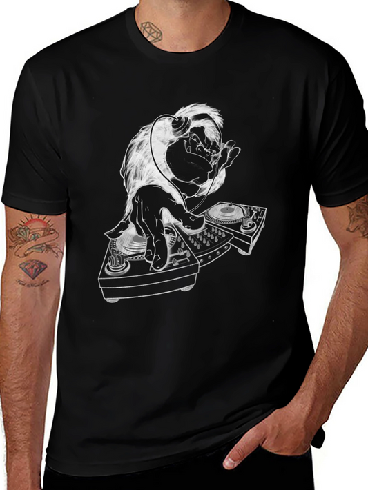 DJ Gorilla Graphic T-Shirt - Black Cotton Blend