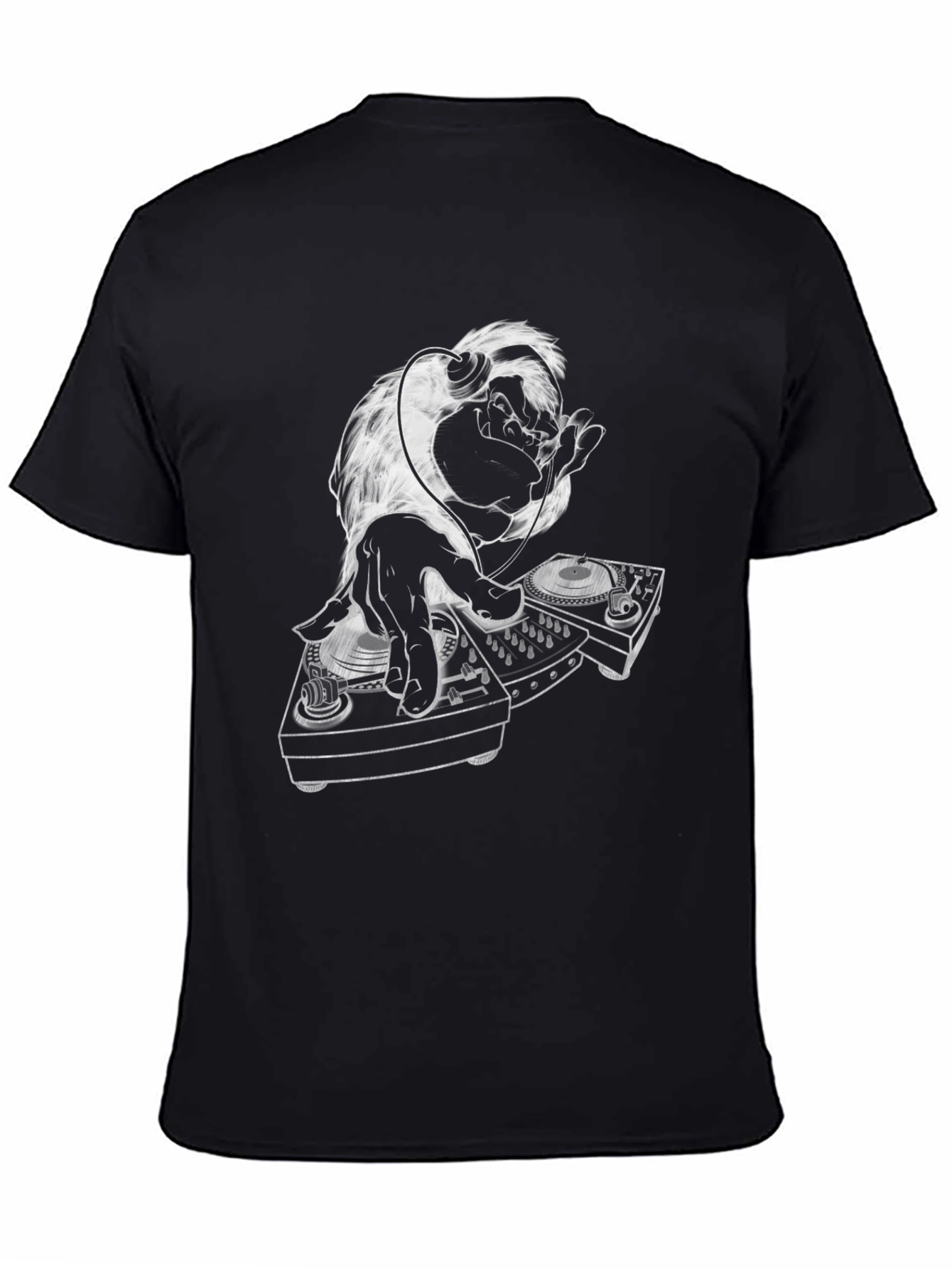 DJ Gorilla Graphic T-Shirt - Black Cotton Blend