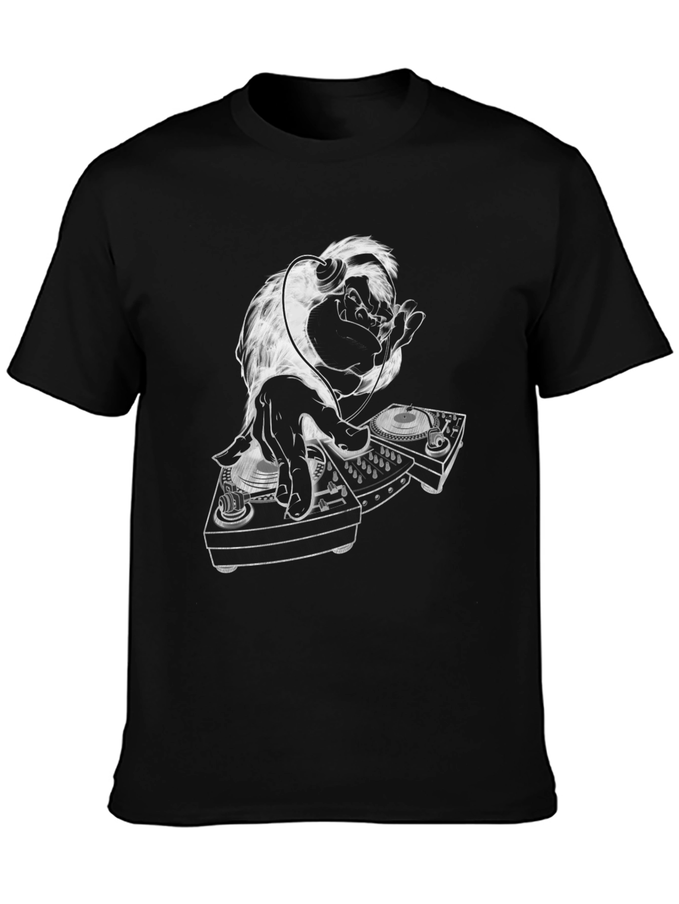 DJ Gorilla Graphic T-Shirt - Black Cotton Blend