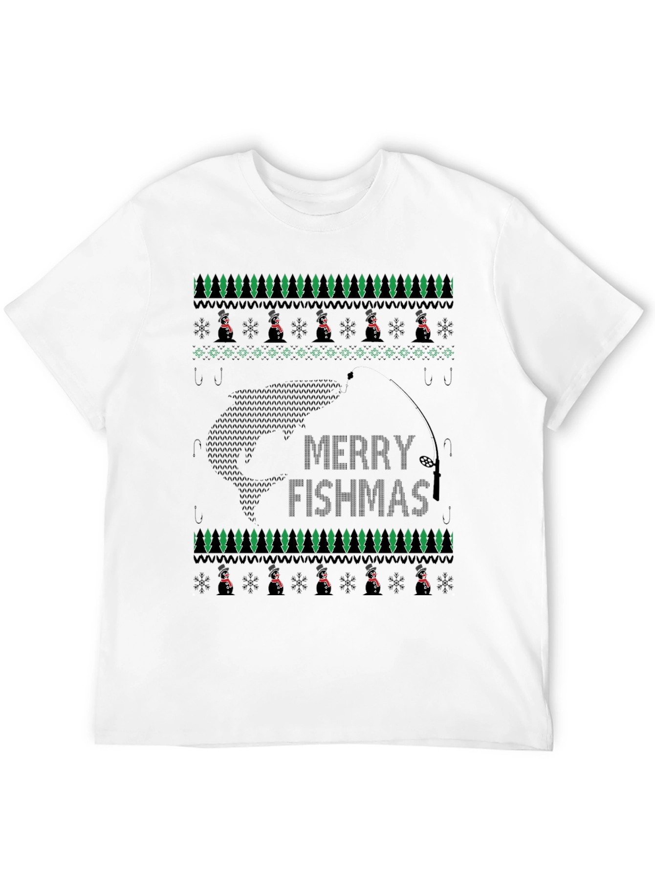 Merry Fishmas T-Shirt - Ugly Christmas Sweater Style