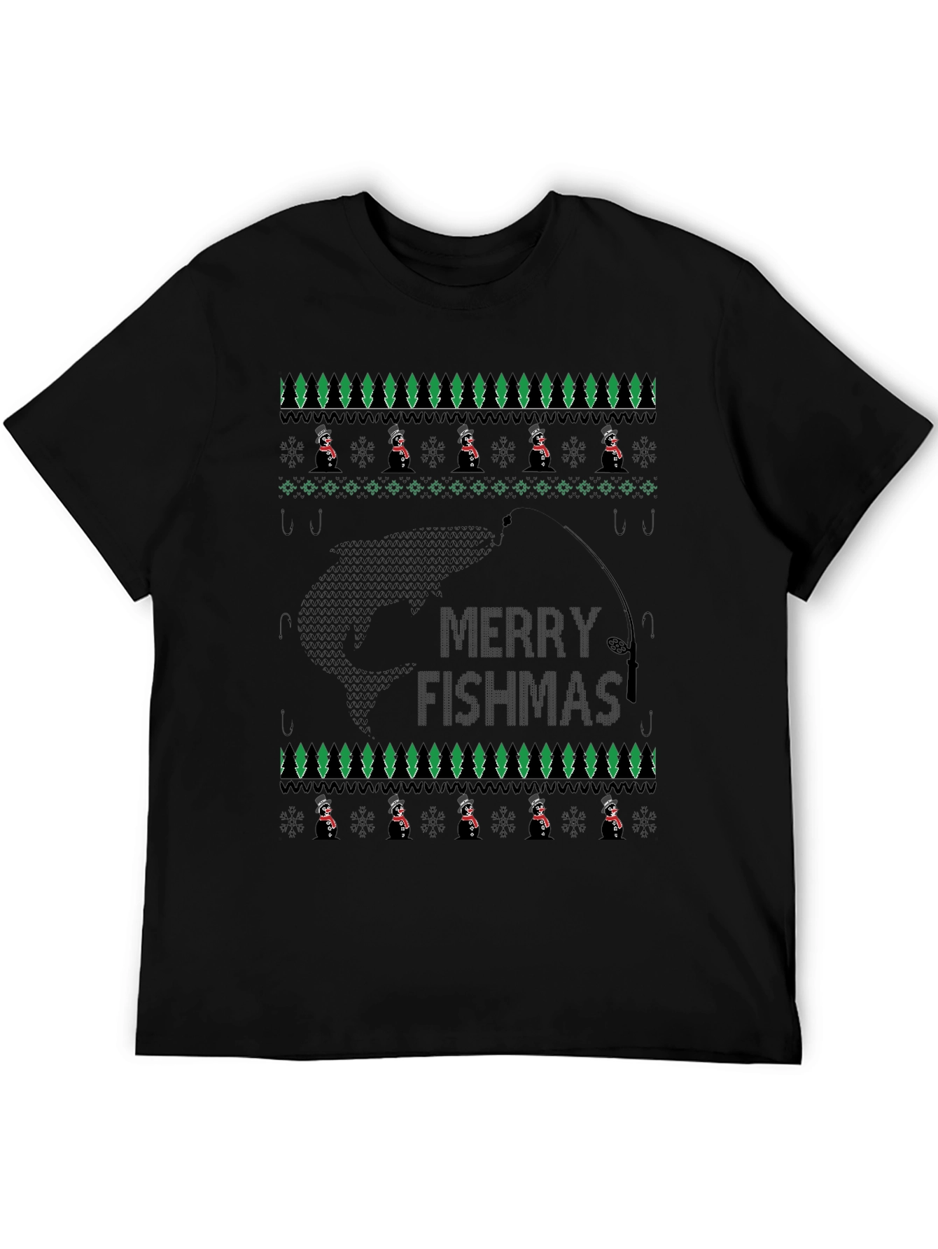 Merry Fishmas T-Shirt - Ugly Christmas Sweater Style
