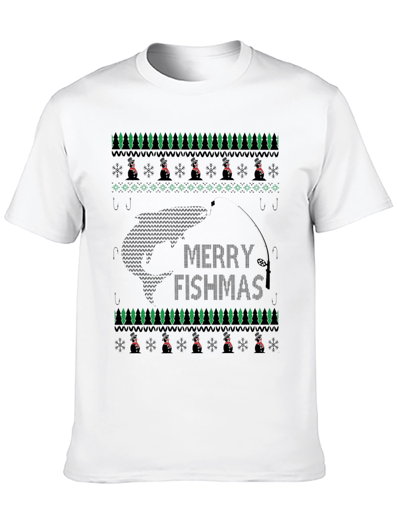Merry Fishmas T-Shirt - Ugly Christmas Sweater Style