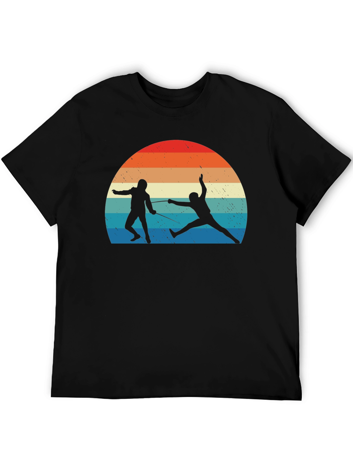 Fencing Sunset Graphic Tee - Retro Style