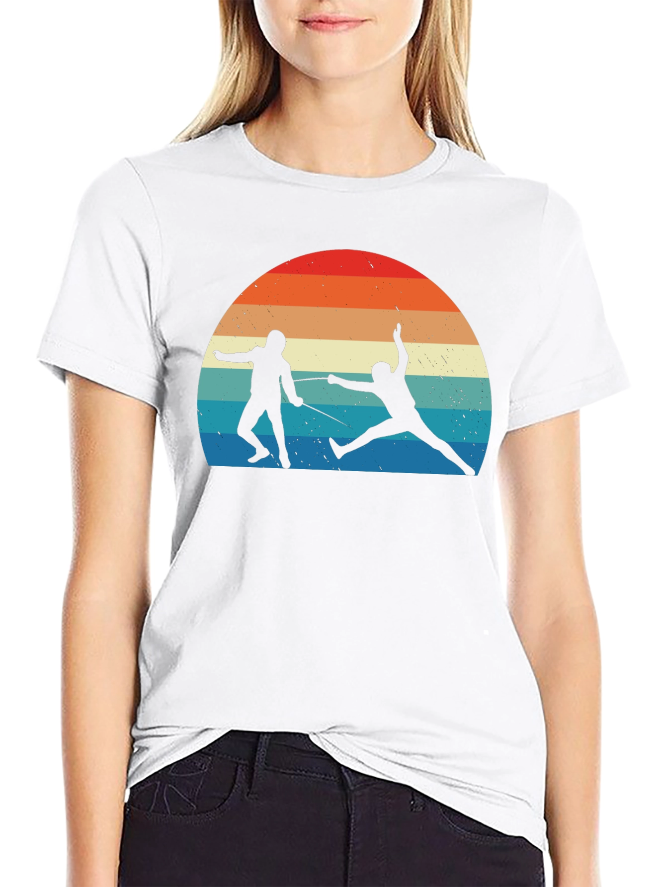Fencing Sunset Graphic Tee - Retro Style
