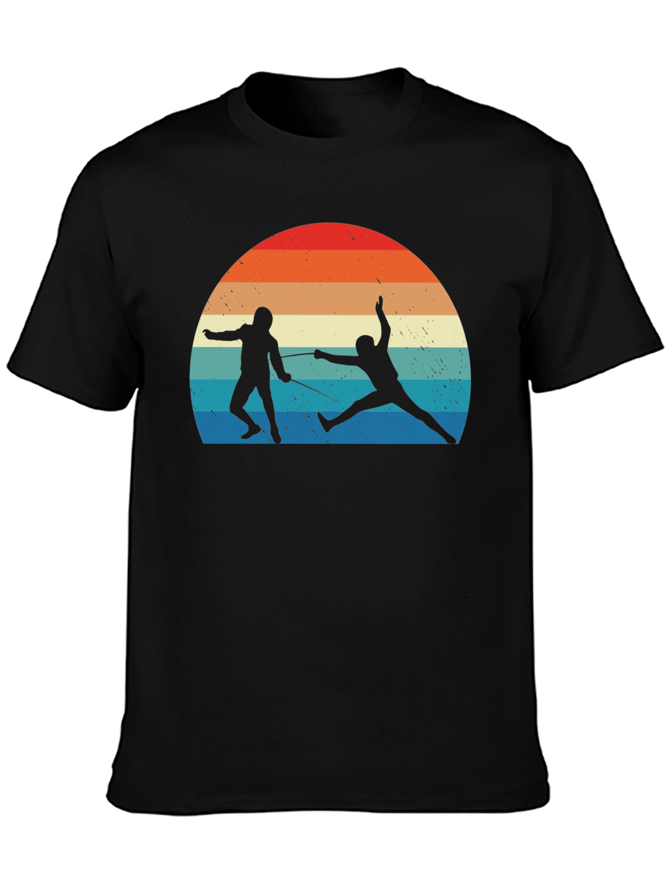 Fencing Sunset Graphic Tee - Retro Style